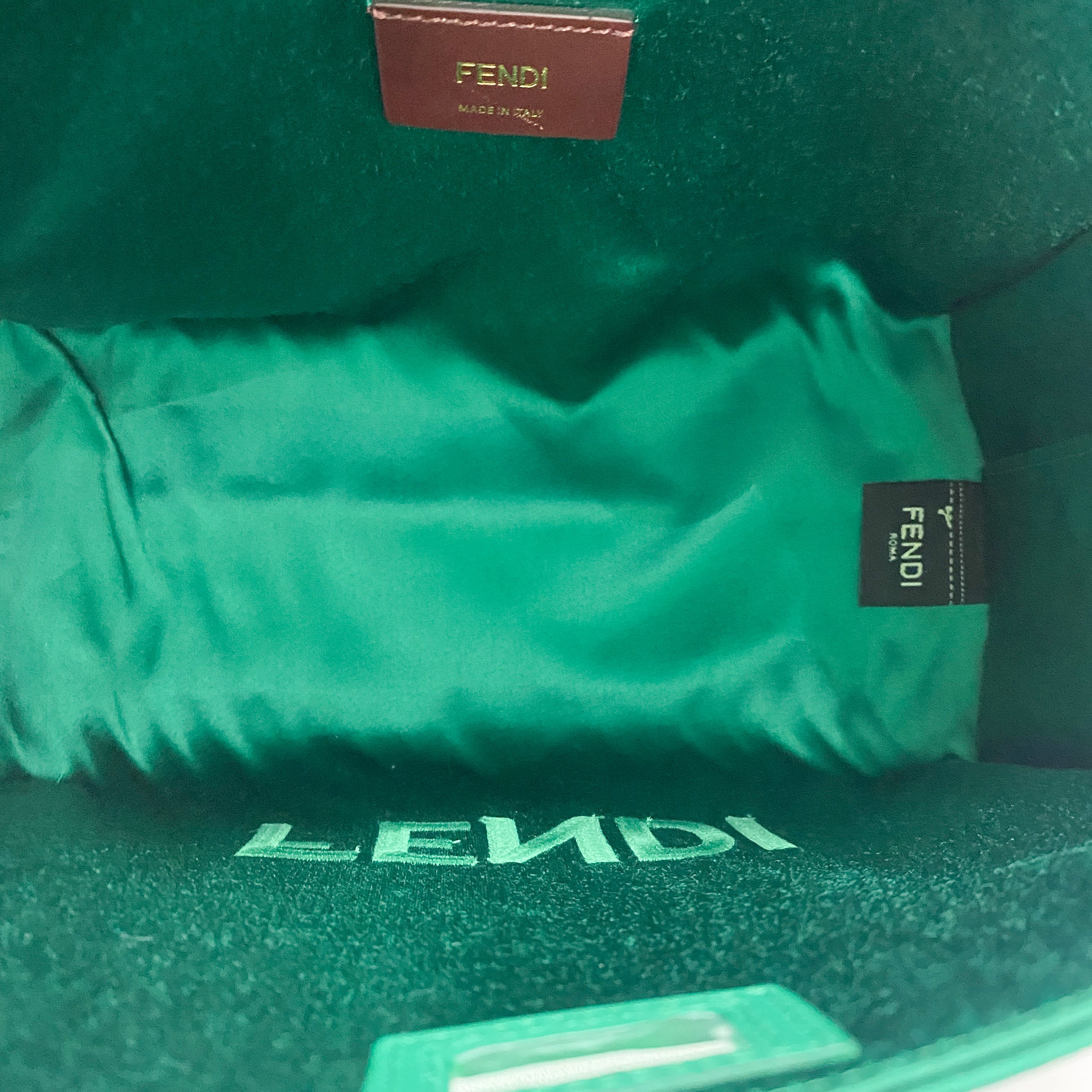 Peek-a-Boo Defender Green Satin Bag