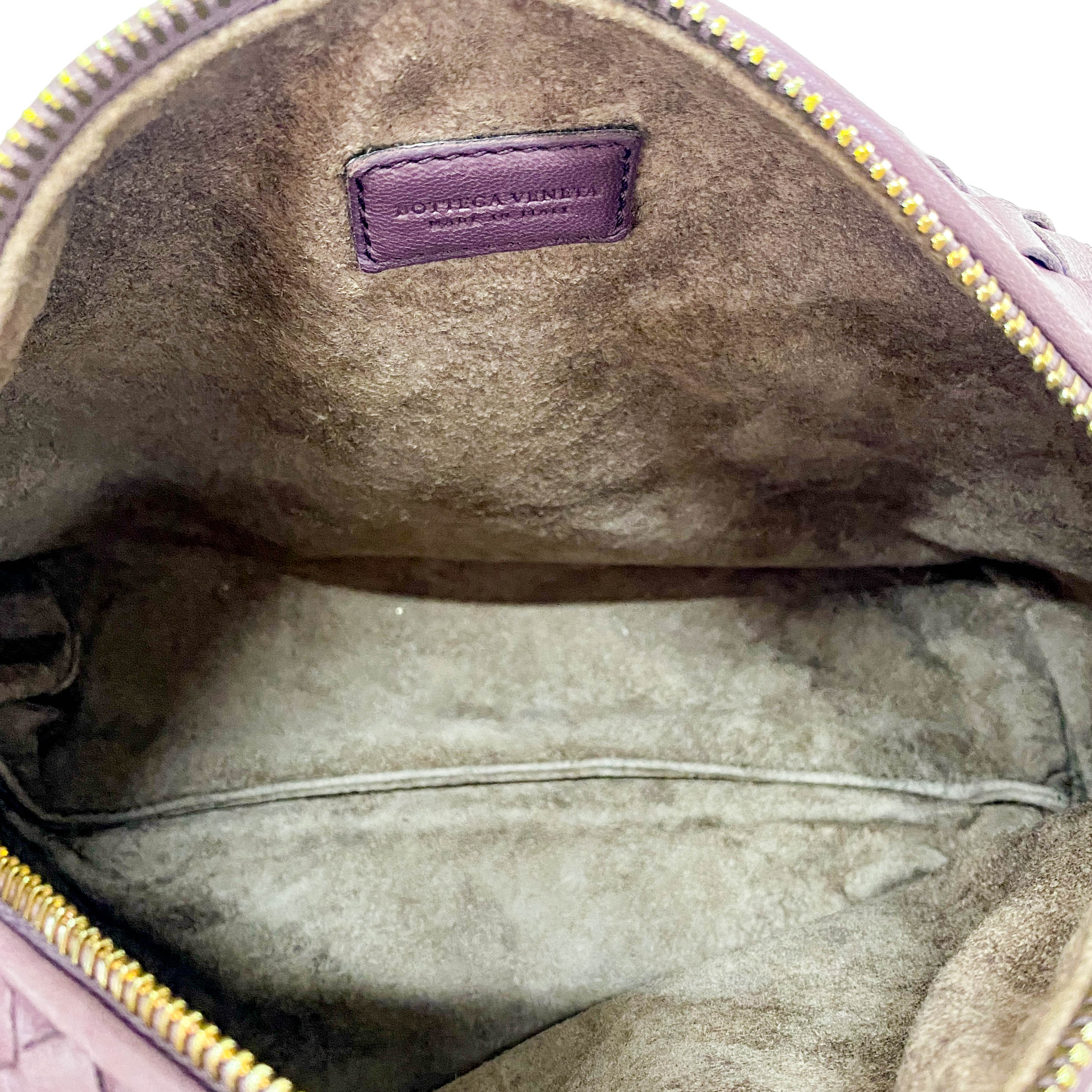 Intrecciato Purple Leather Pouch Bag