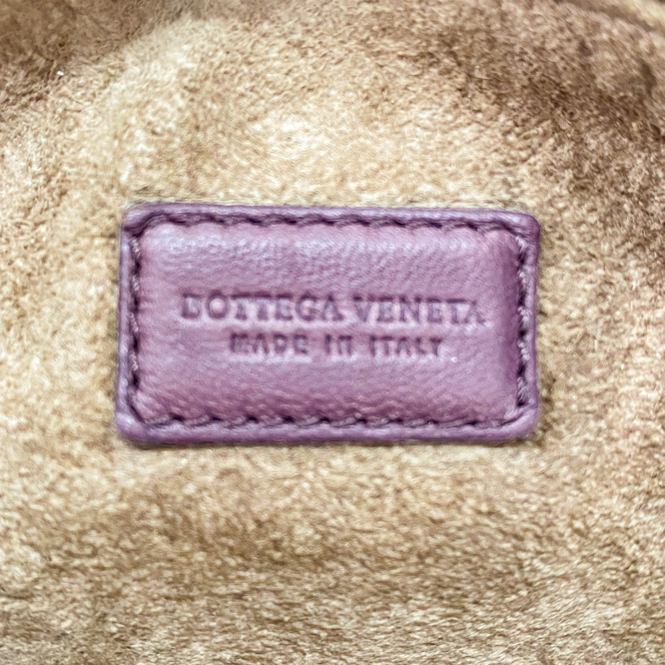 Intrecciato Purple Leather Pouch Bag