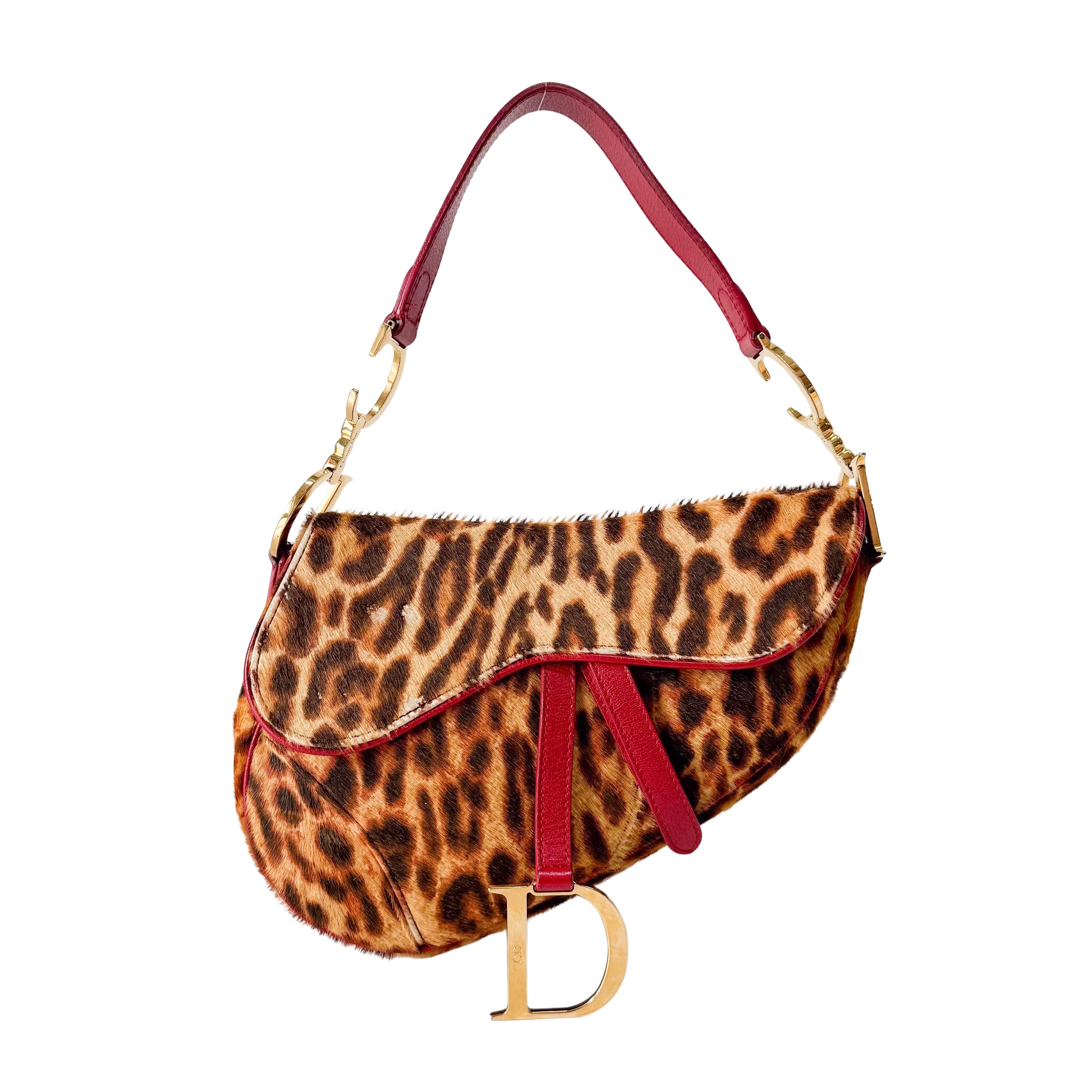 Saddle Leopard Pony Hair Shoulder Bag
