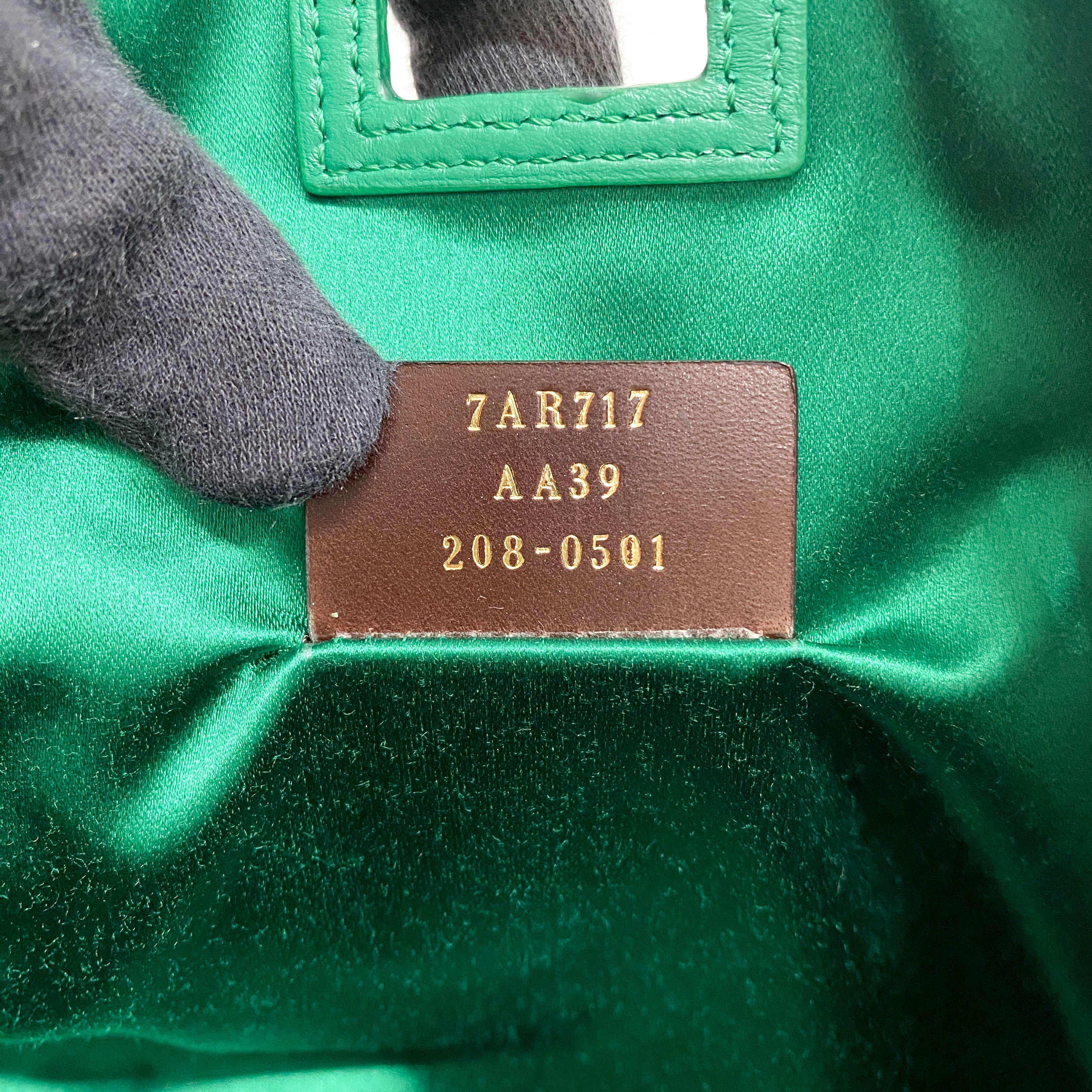 Peek-a-Boo Defender Green Satin Bag