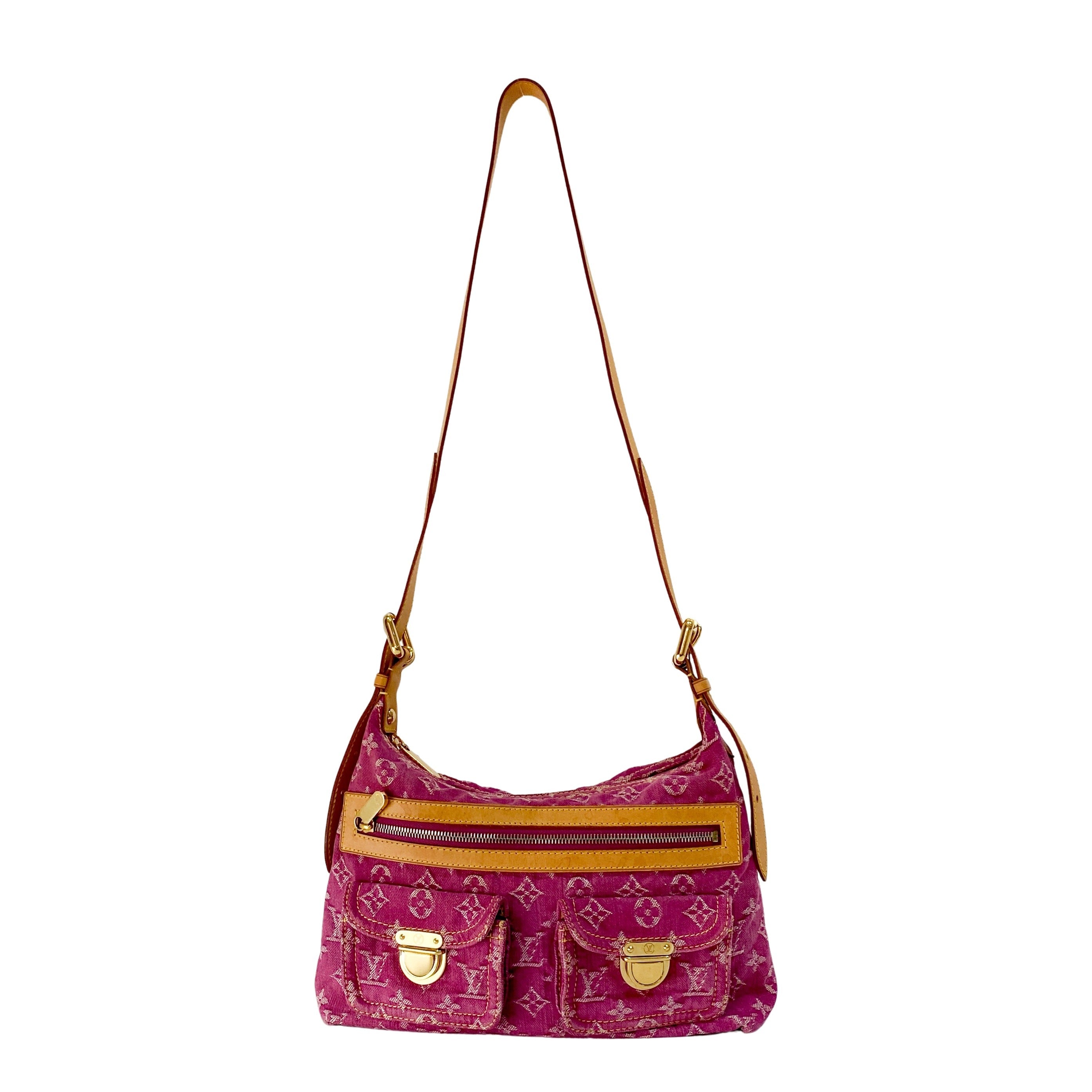 Baggy Monogram PM Pink Denim Shoulder Bag