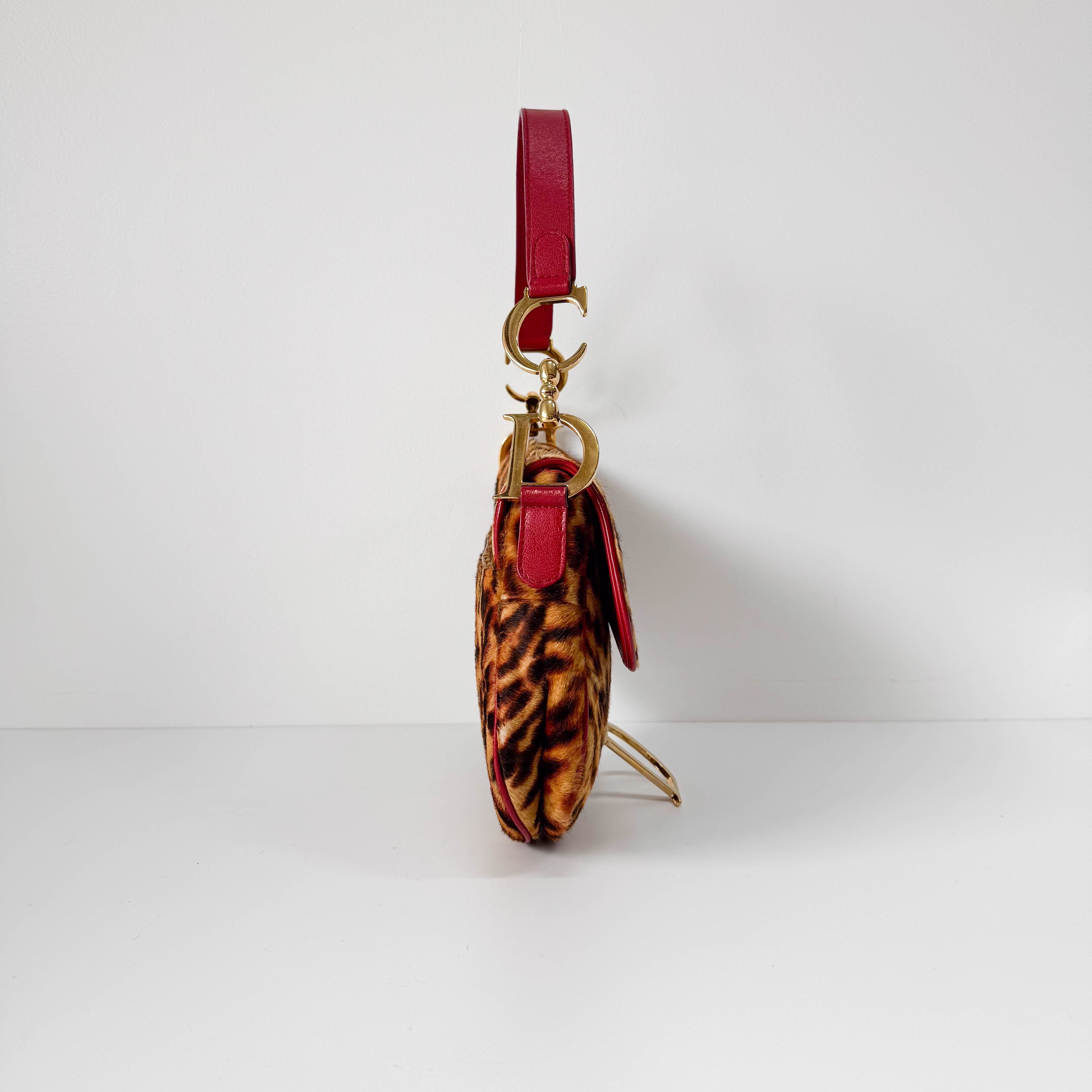 Saddle Leopard Pony Hair Shoulder Bag