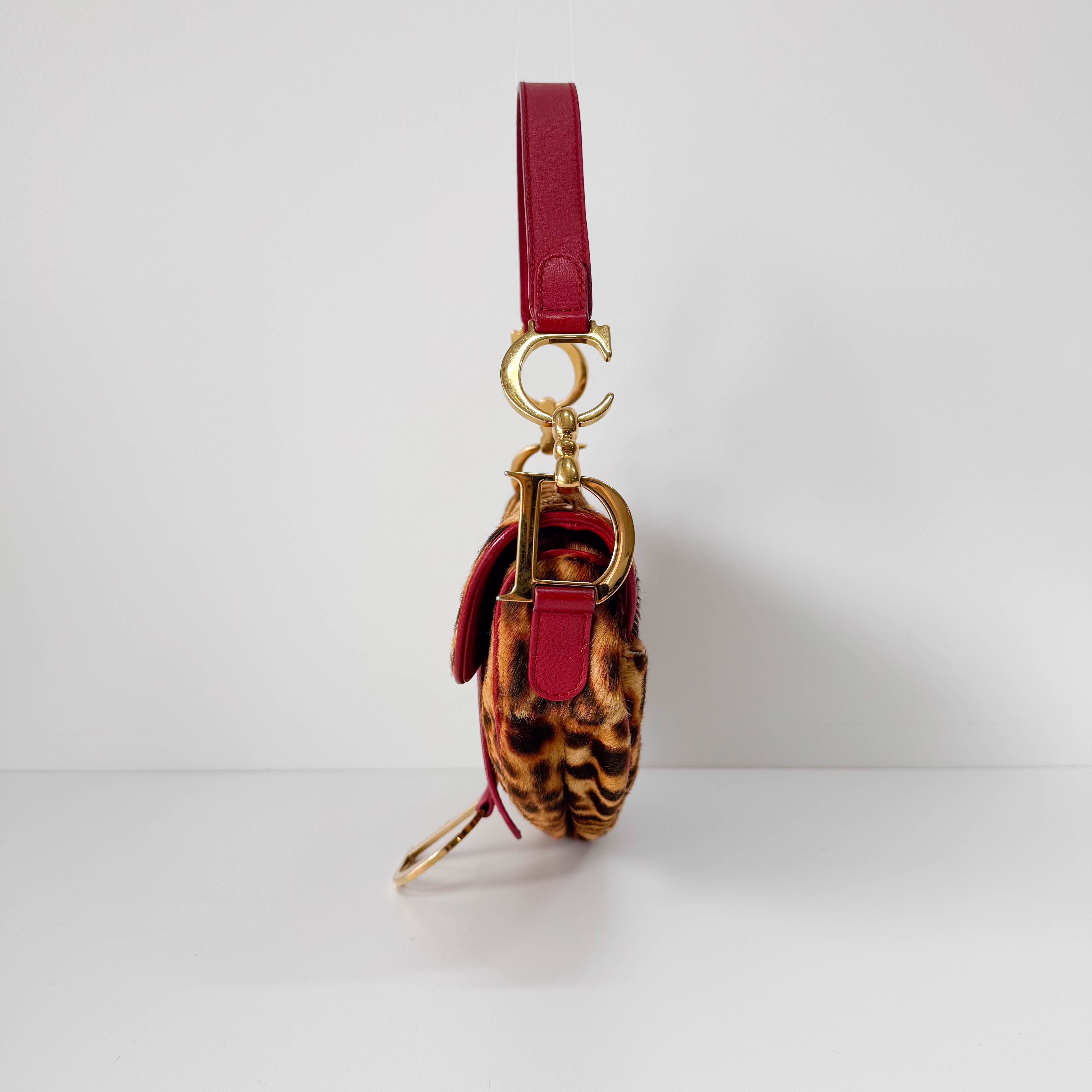 Saddle Leopard Pony Hair Shoulder Bag