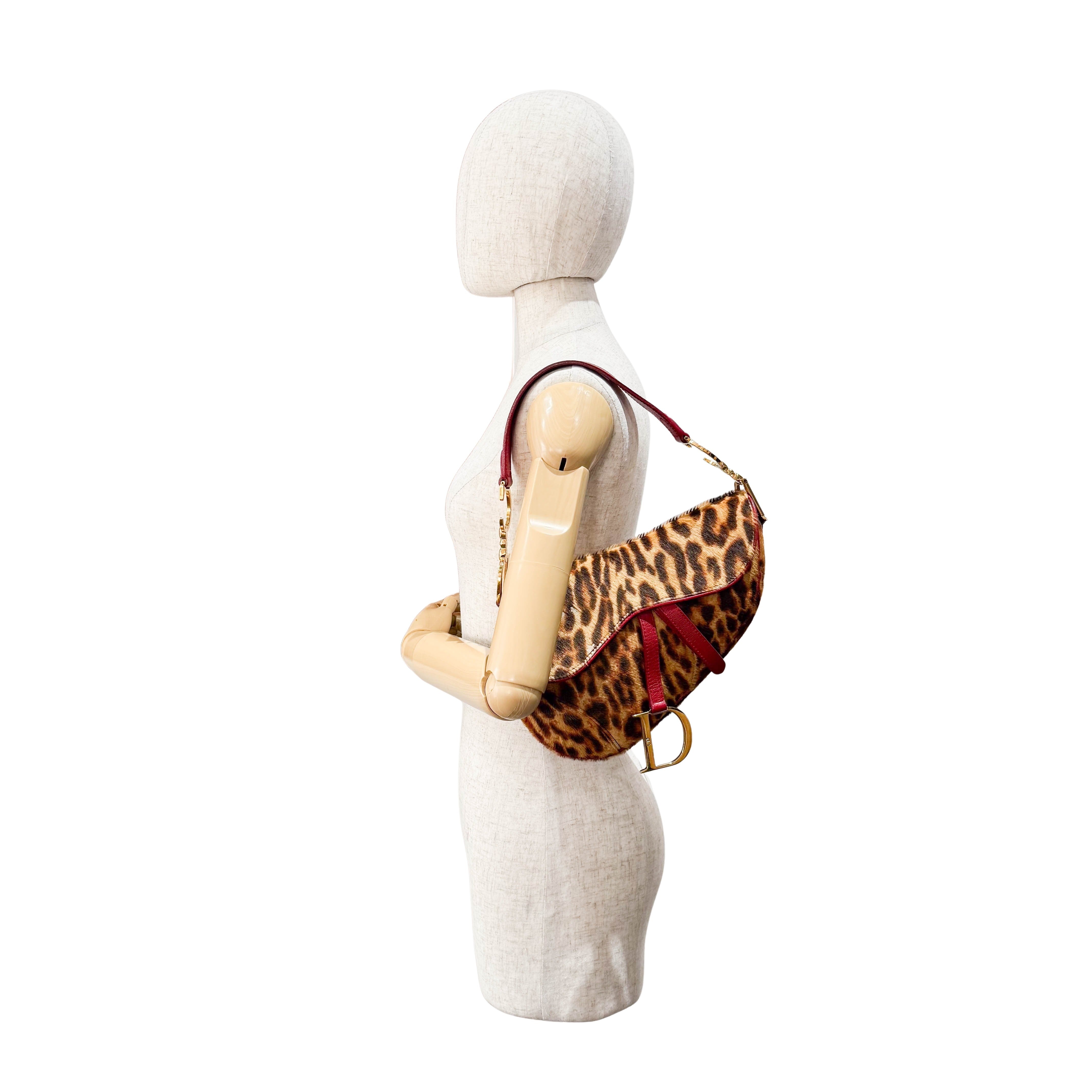 Saddle Leopard Pony Hair Shoulder Bag