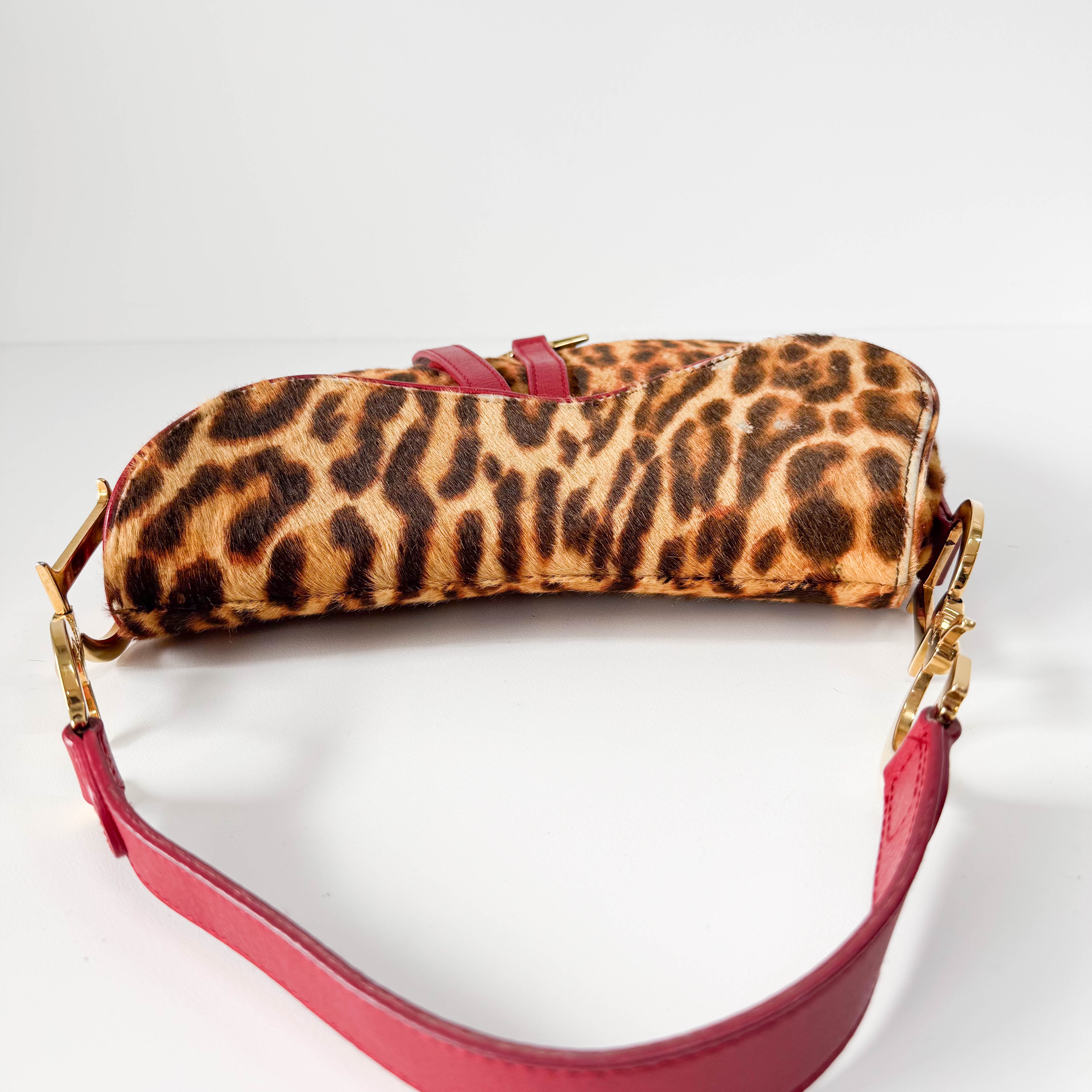 Saddle Leopard Pony Hair Shoulder Bag