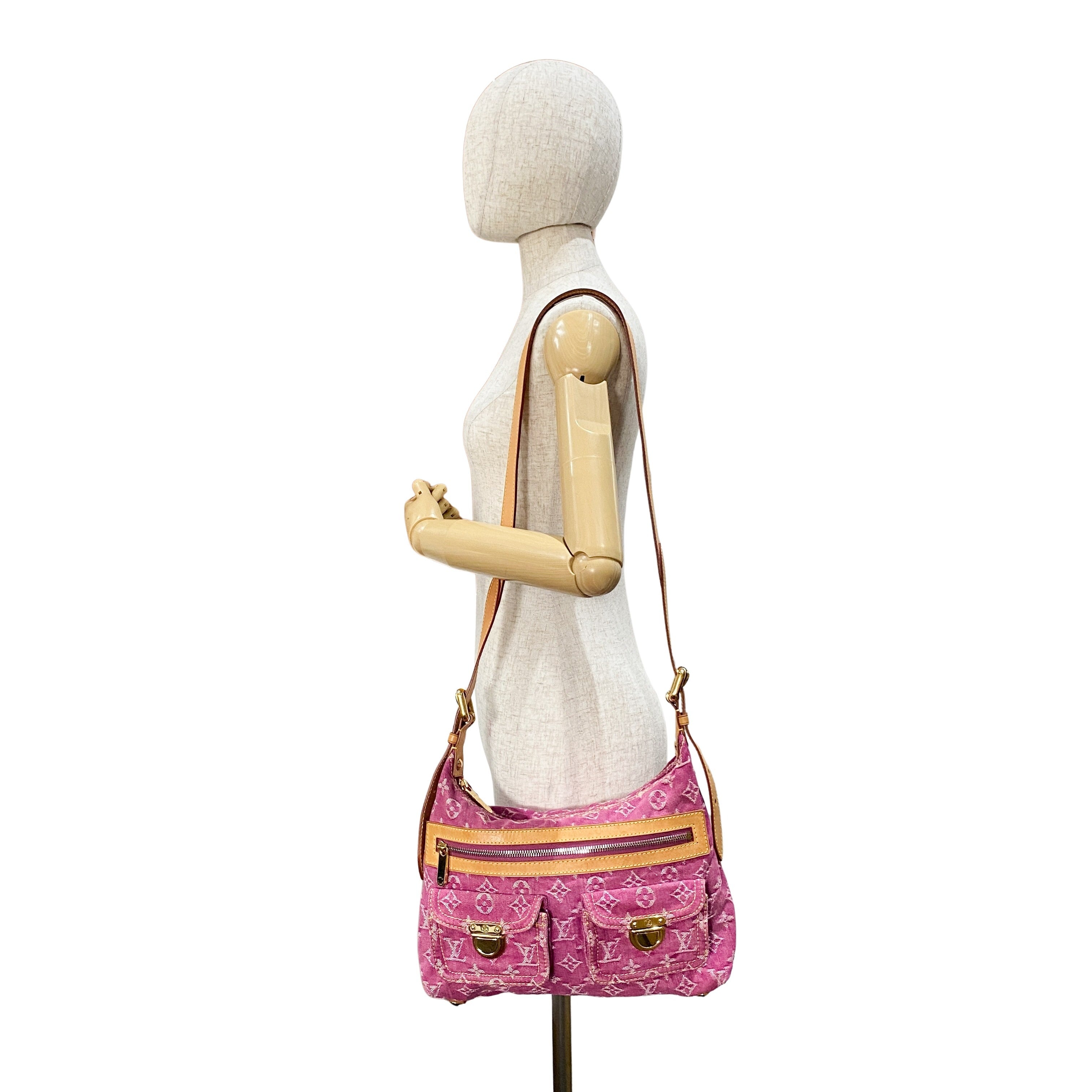 Baggy Monogram PM Pink Denim Shoulder Bag