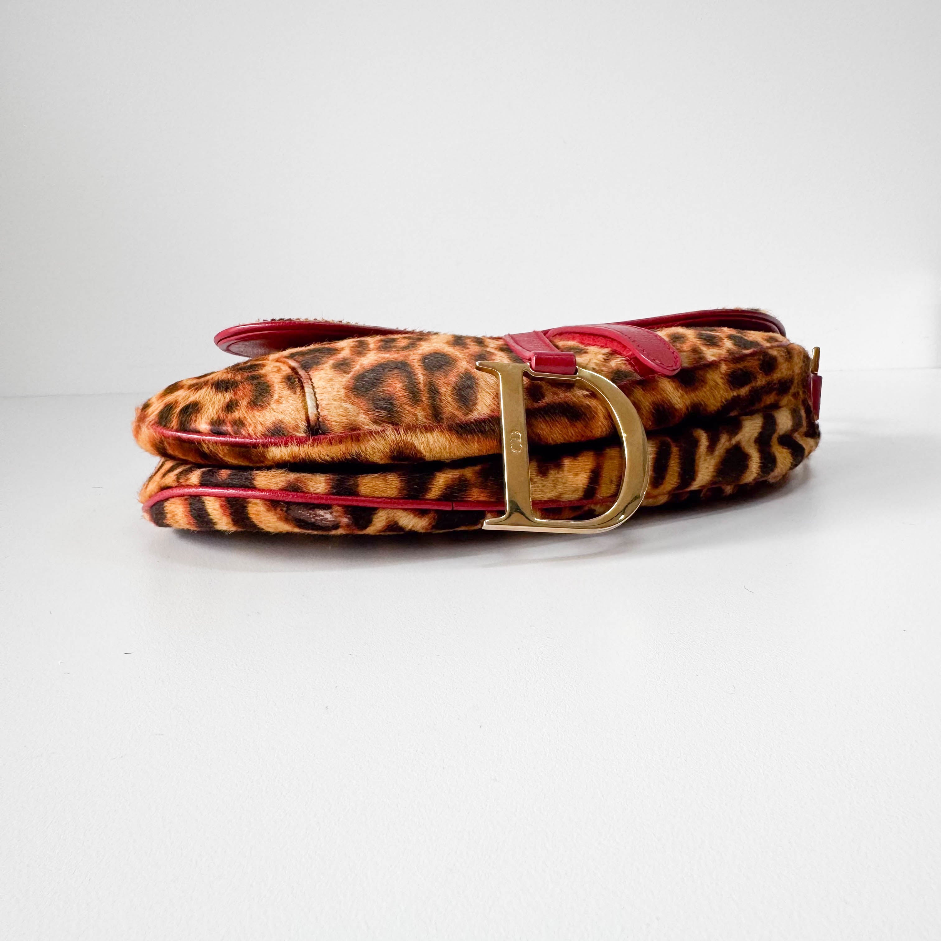 Saddle Leopard Pony Hair Shoulder Bag