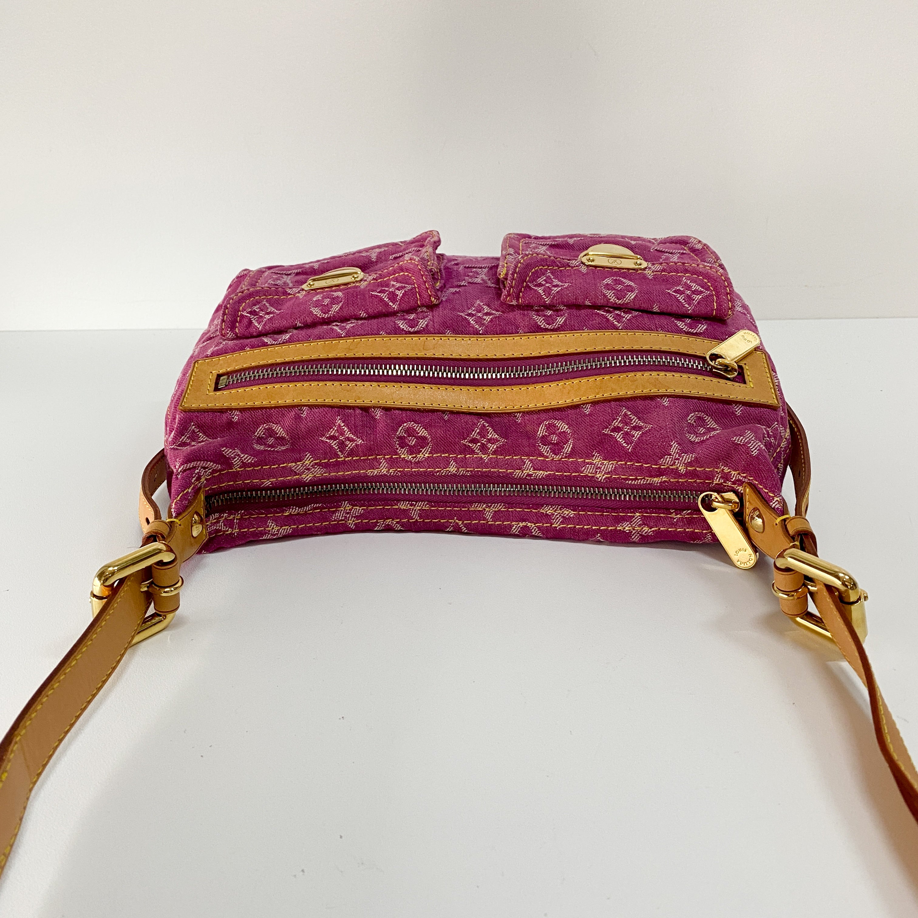 Baggy Monogram PM Pink Denim Shoulder Bag