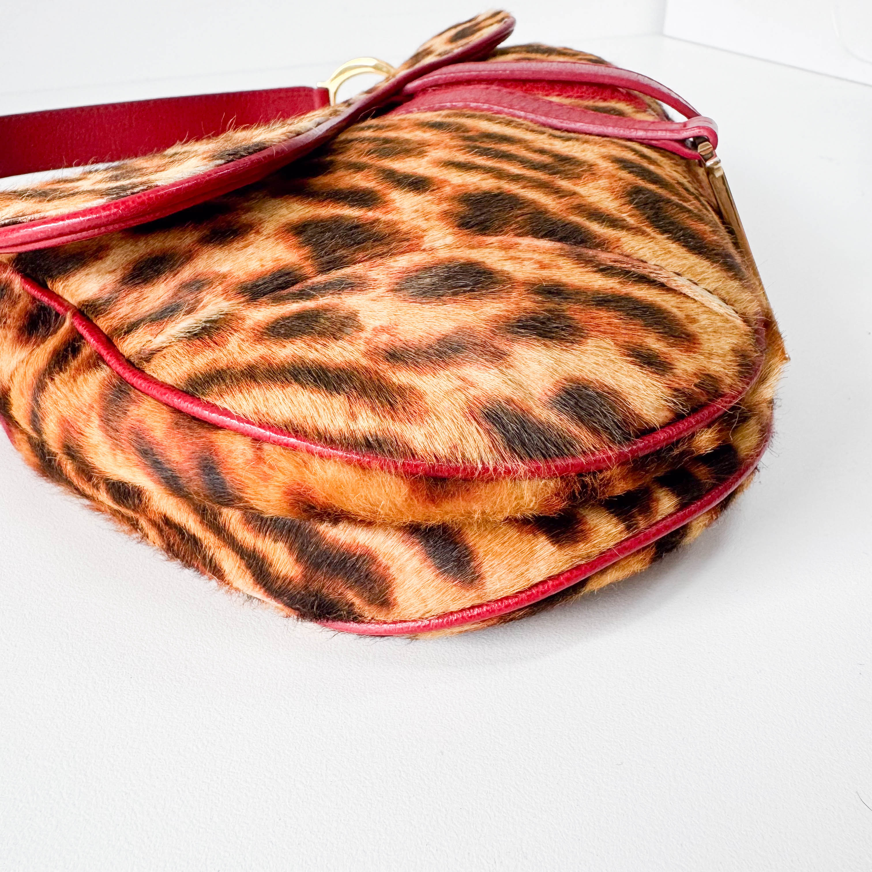 Saddle Leopard Pony Hair Shoulder Bag