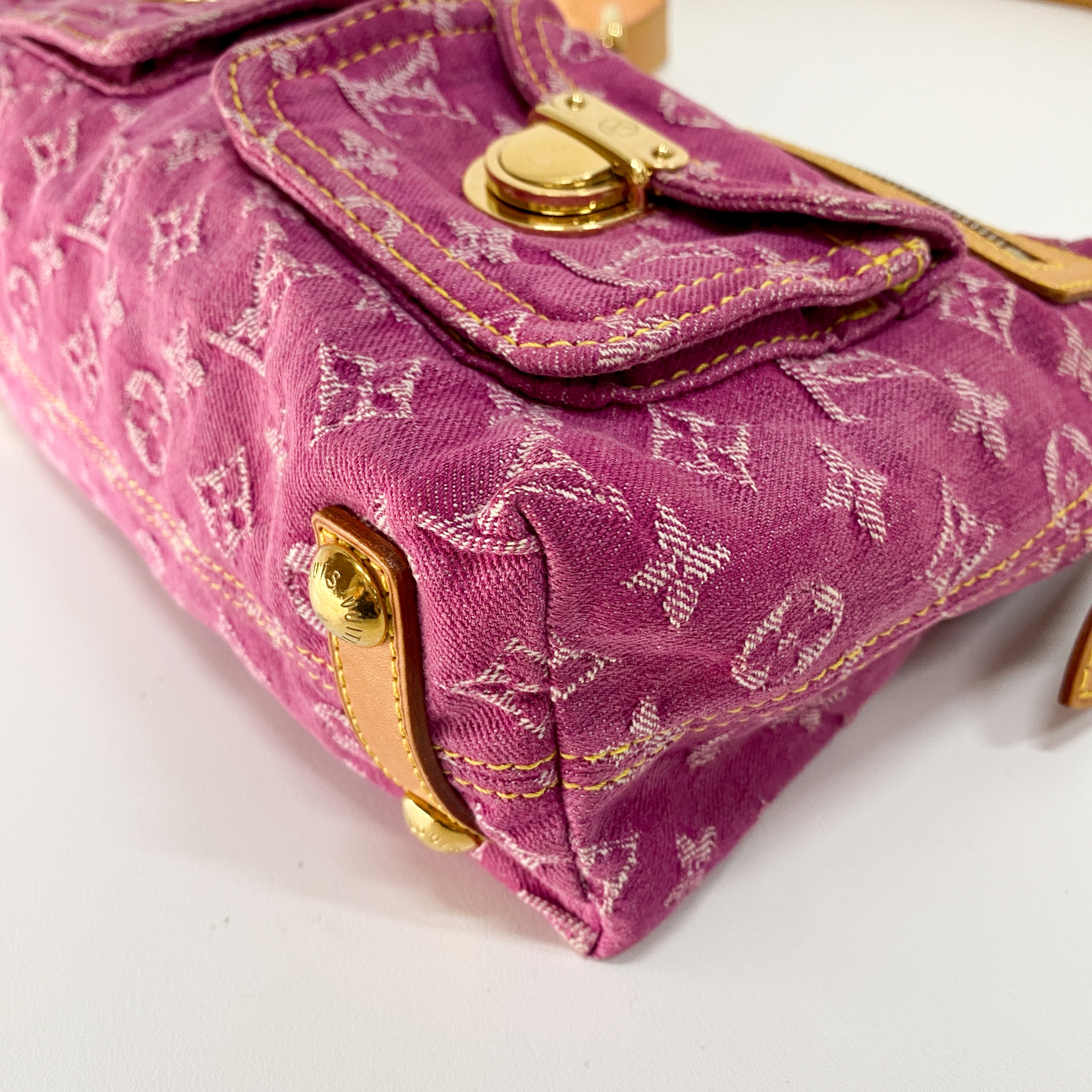 Baggy Monogram PM Pink Denim Shoulder Bag