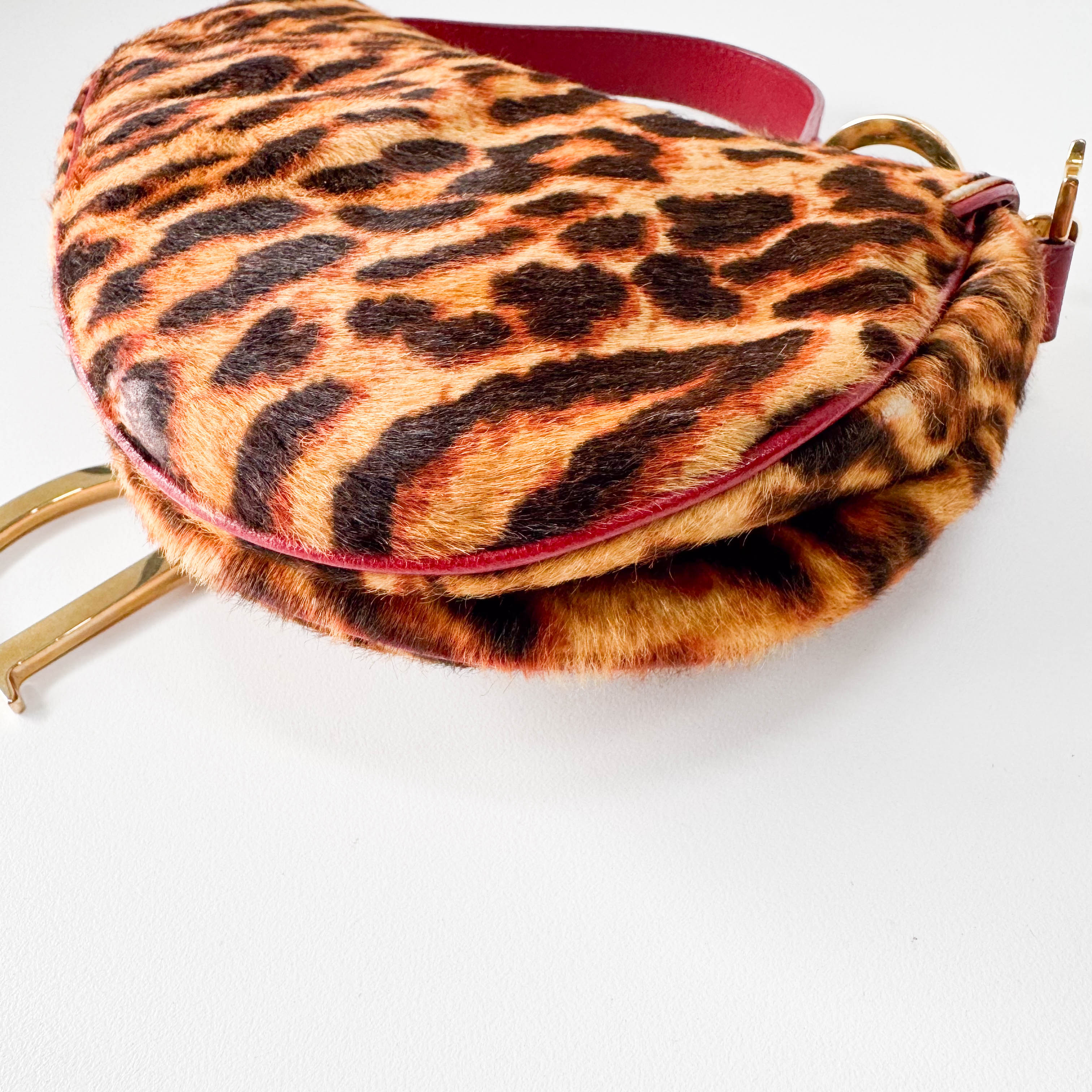 Saddle Leopard Pony Hair Shoulder Bag