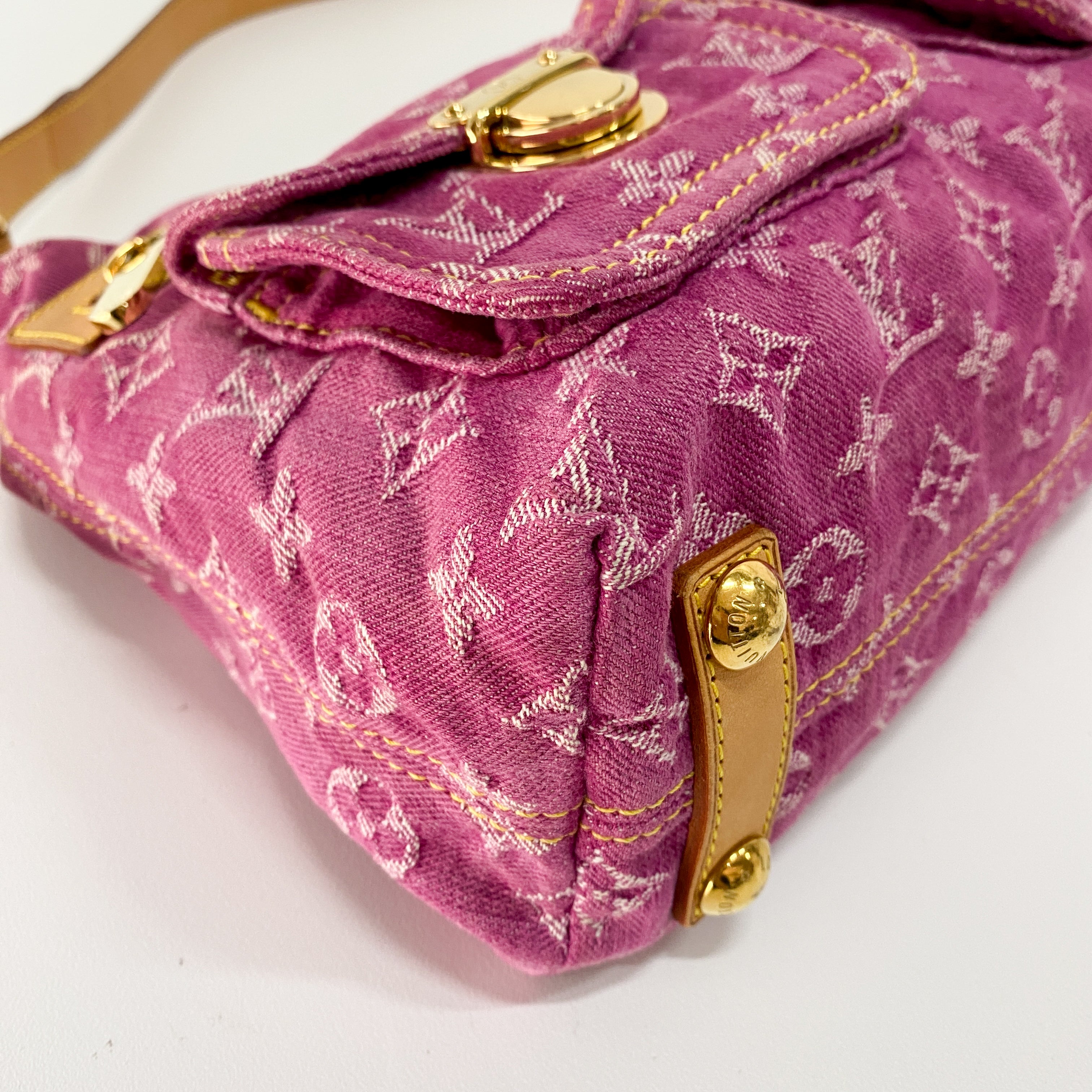Baggy Monogram PM Pink Denim Shoulder Bag