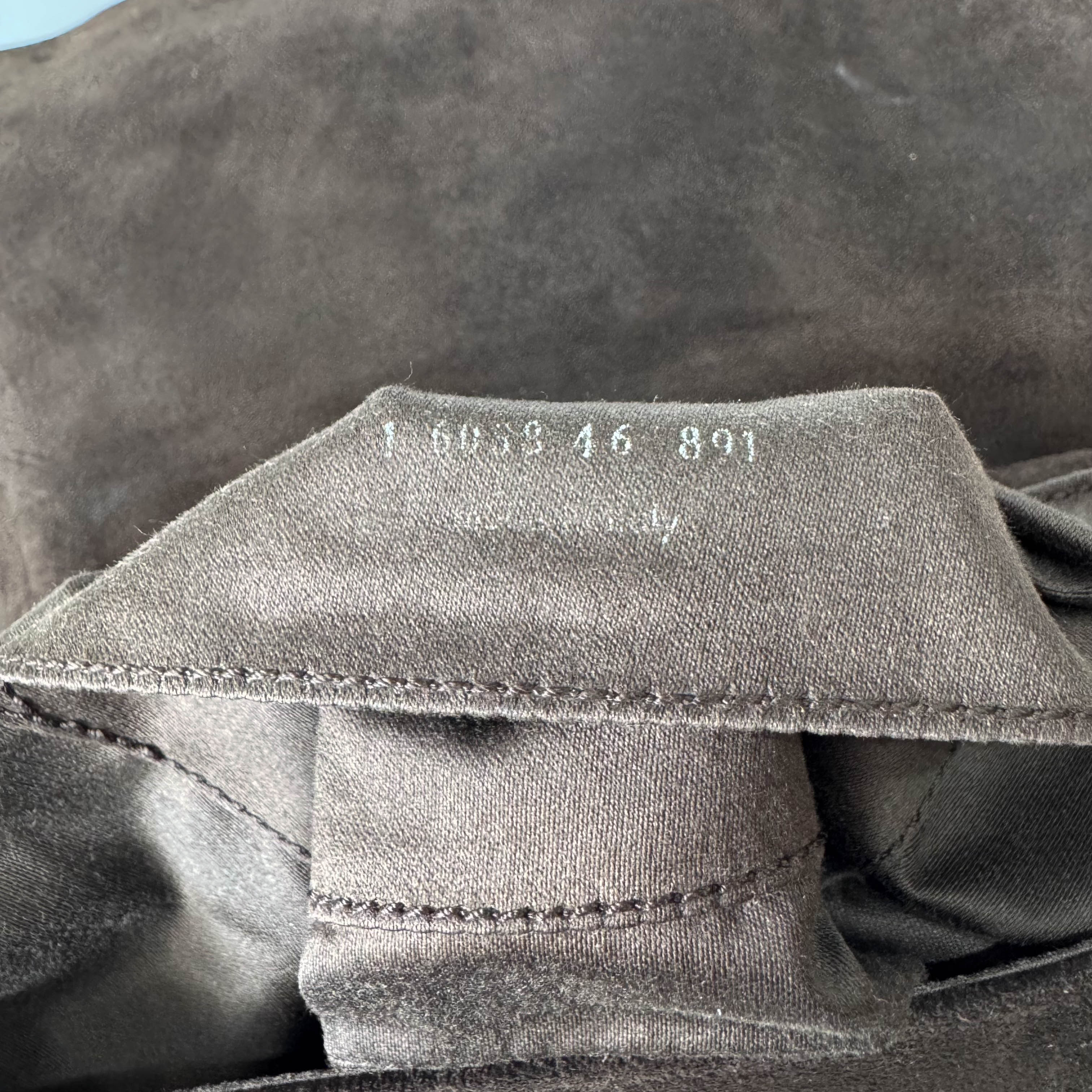 Brown Suede Gold and Silver Metal Plate Detail Bag