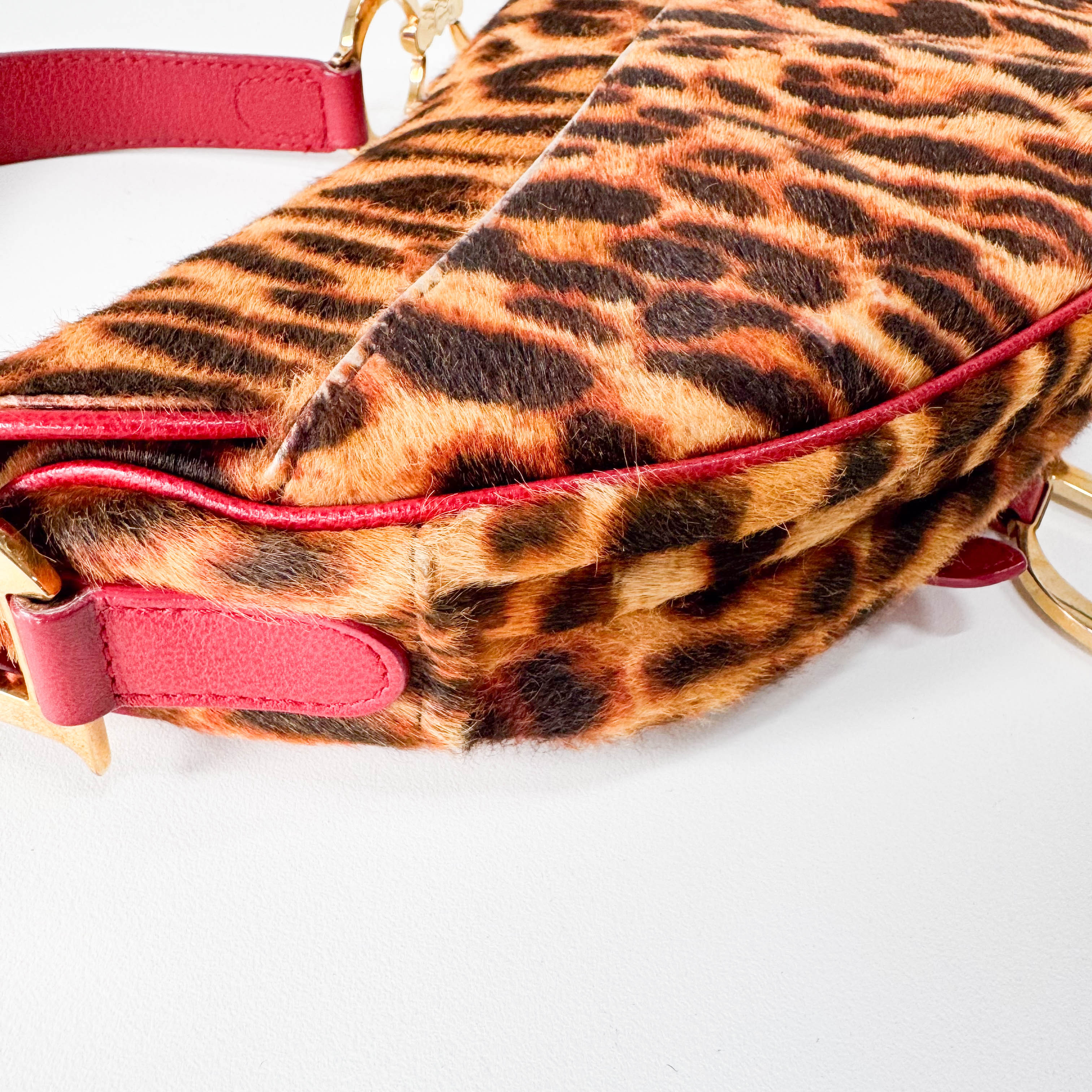 Saddle Leopard Pony Hair Shoulder Bag