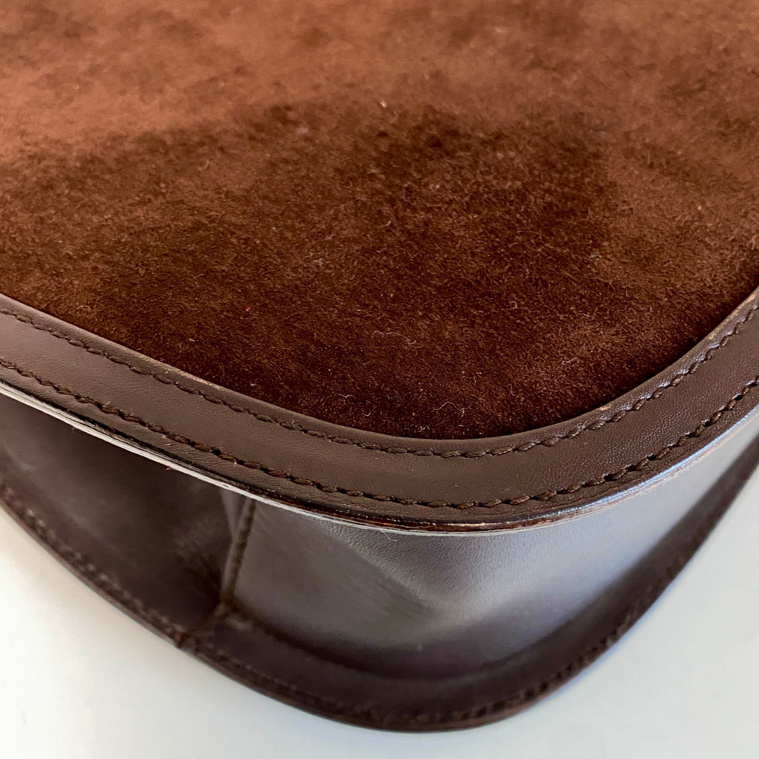 Horsebit Brown Suede Hand Bag