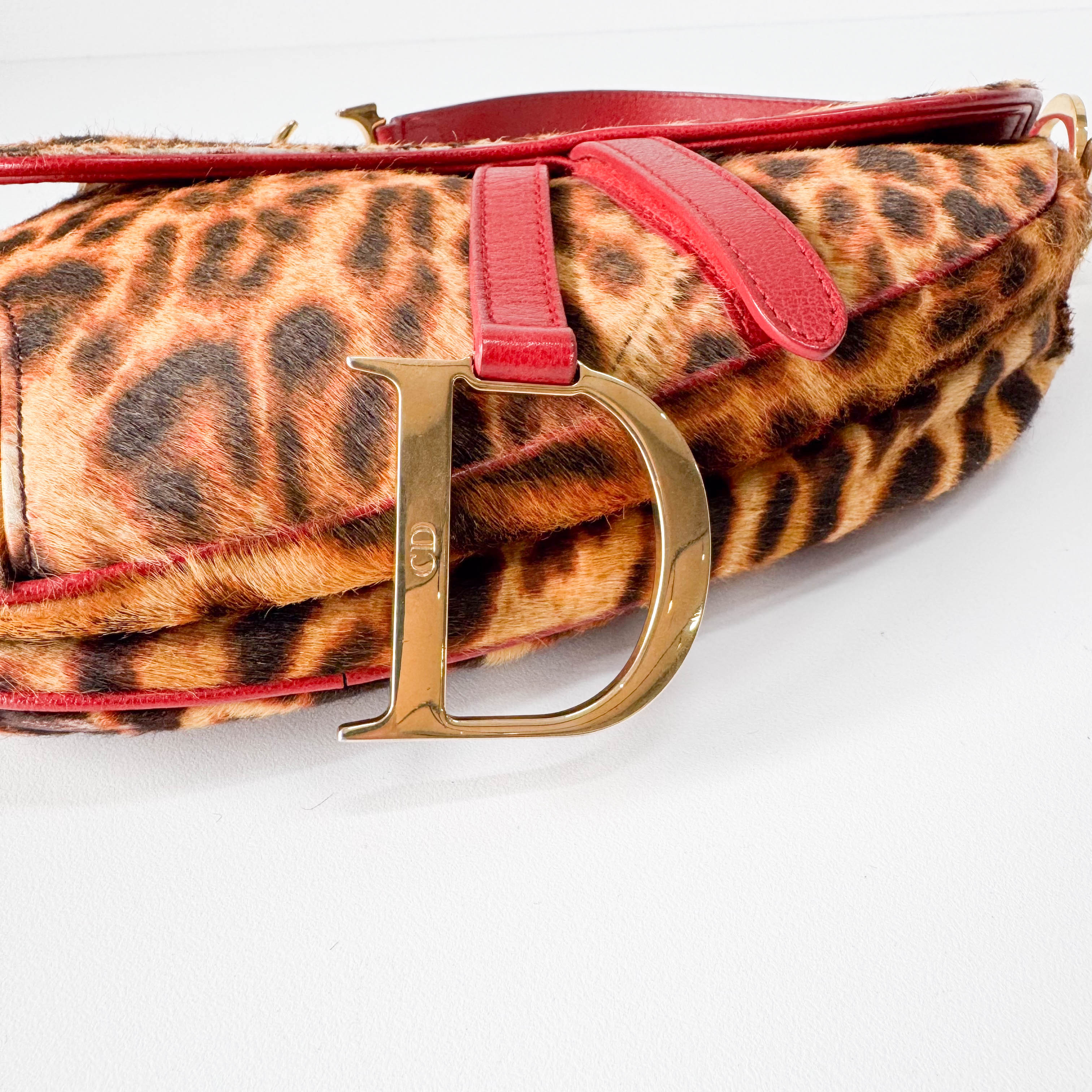 Saddle Leopard Pony Hair Shoulder Bag