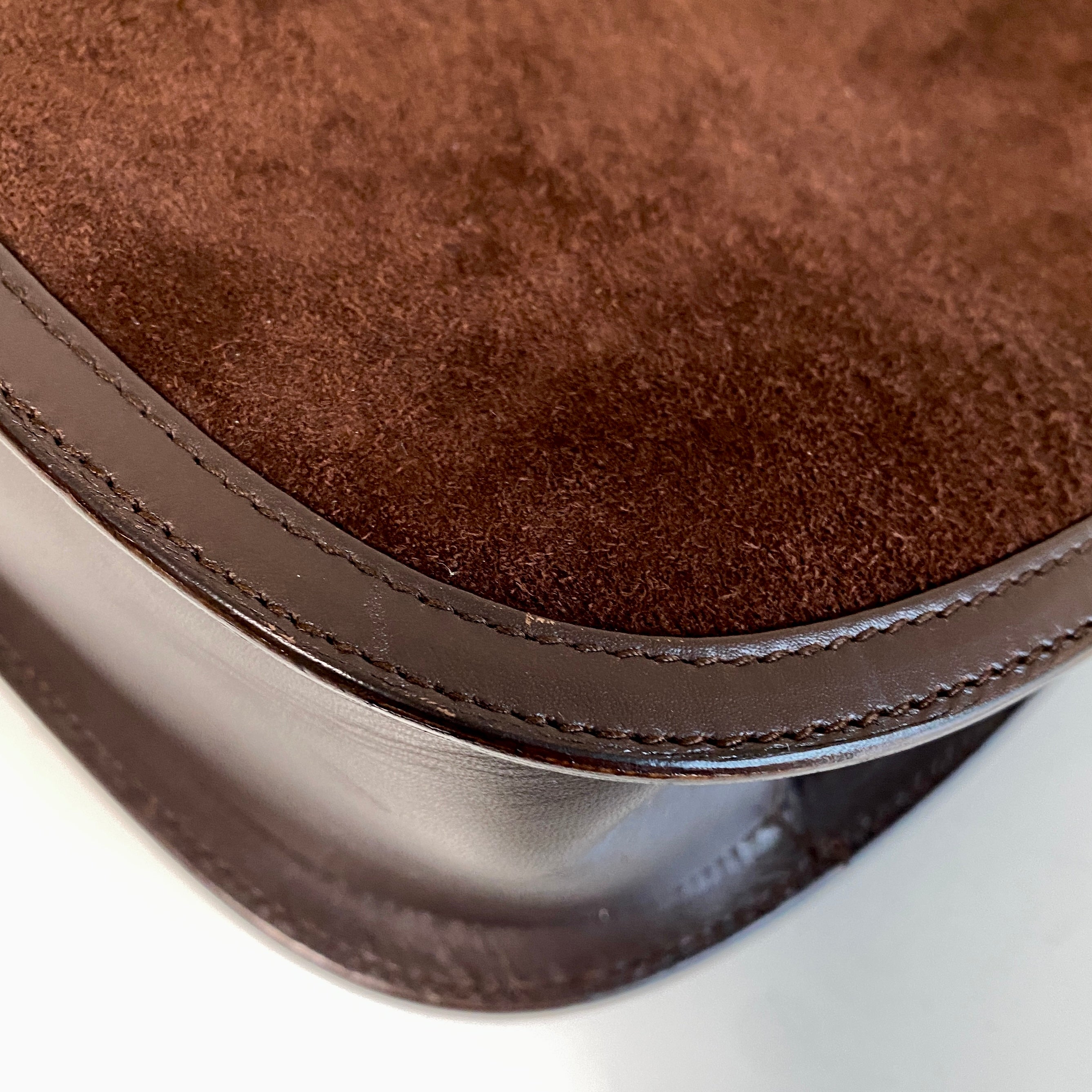 Horsebit Brown Suede Hand Bag