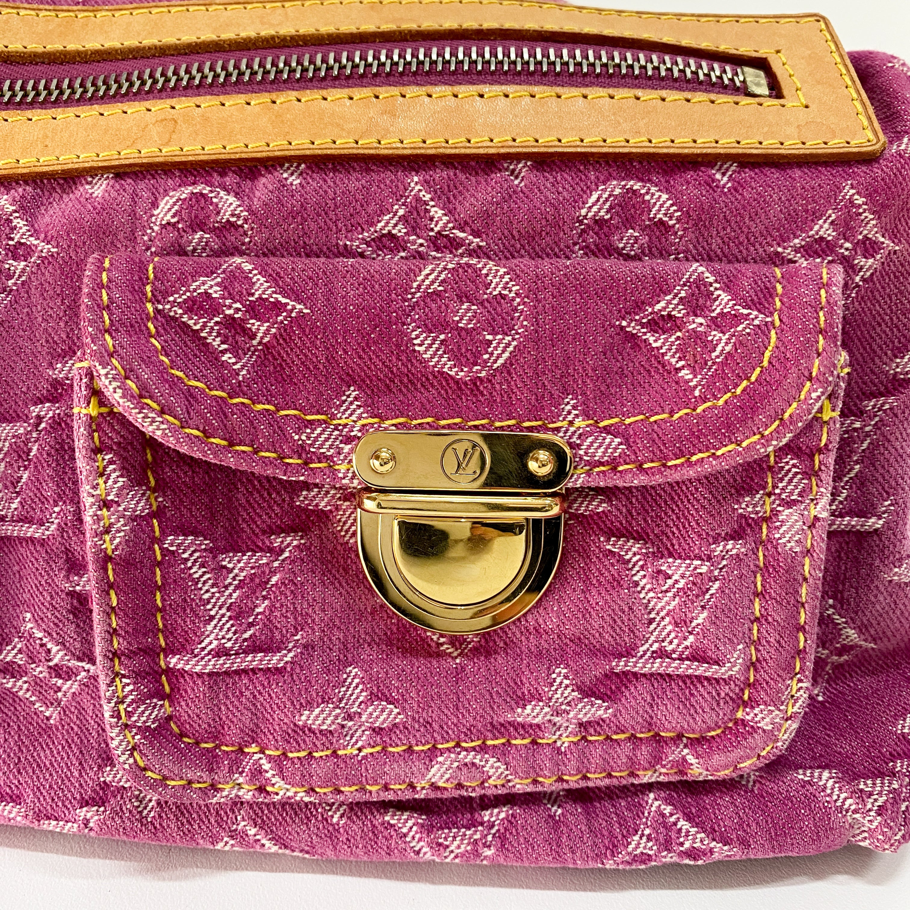 Baggy Monogram PM Pink Denim Shoulder Bag