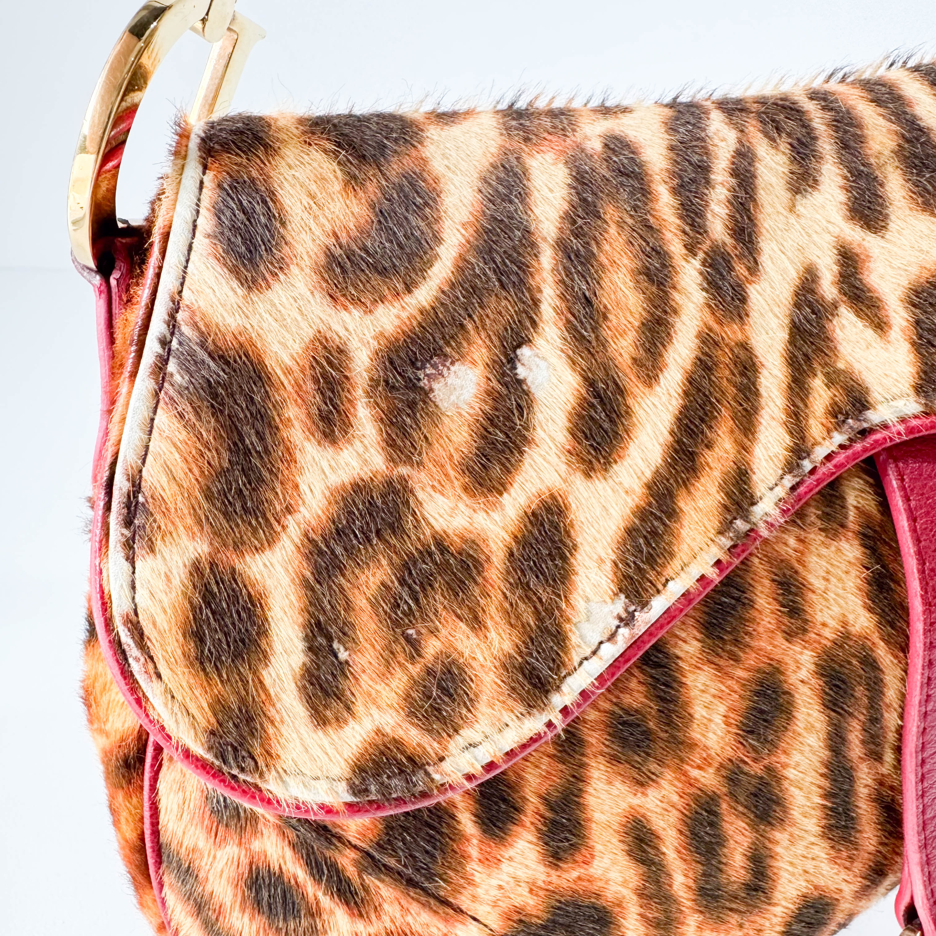 Saddle Leopard Pony Hair Shoulder Bag
