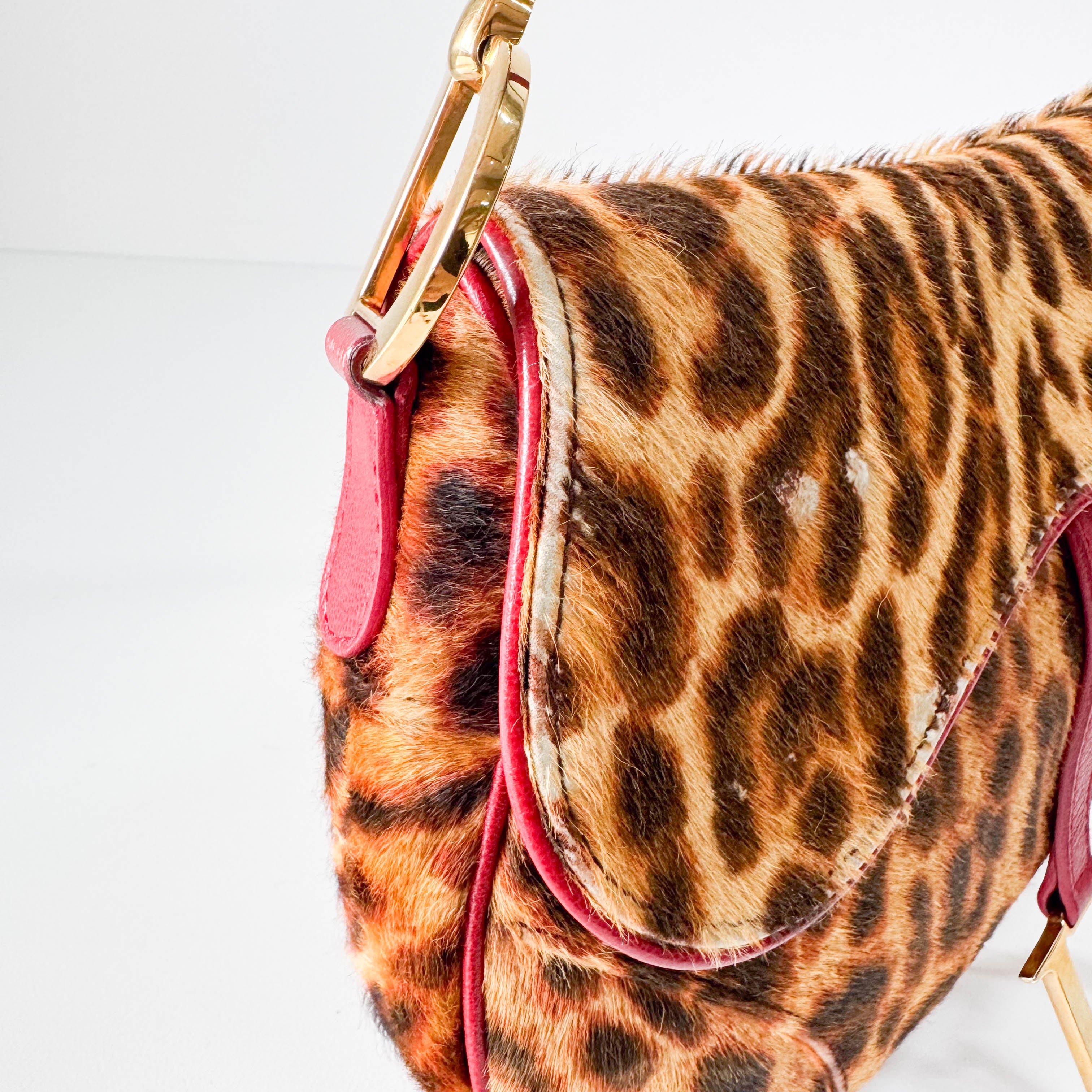Saddle Leopard Pony Hair Shoulder Bag