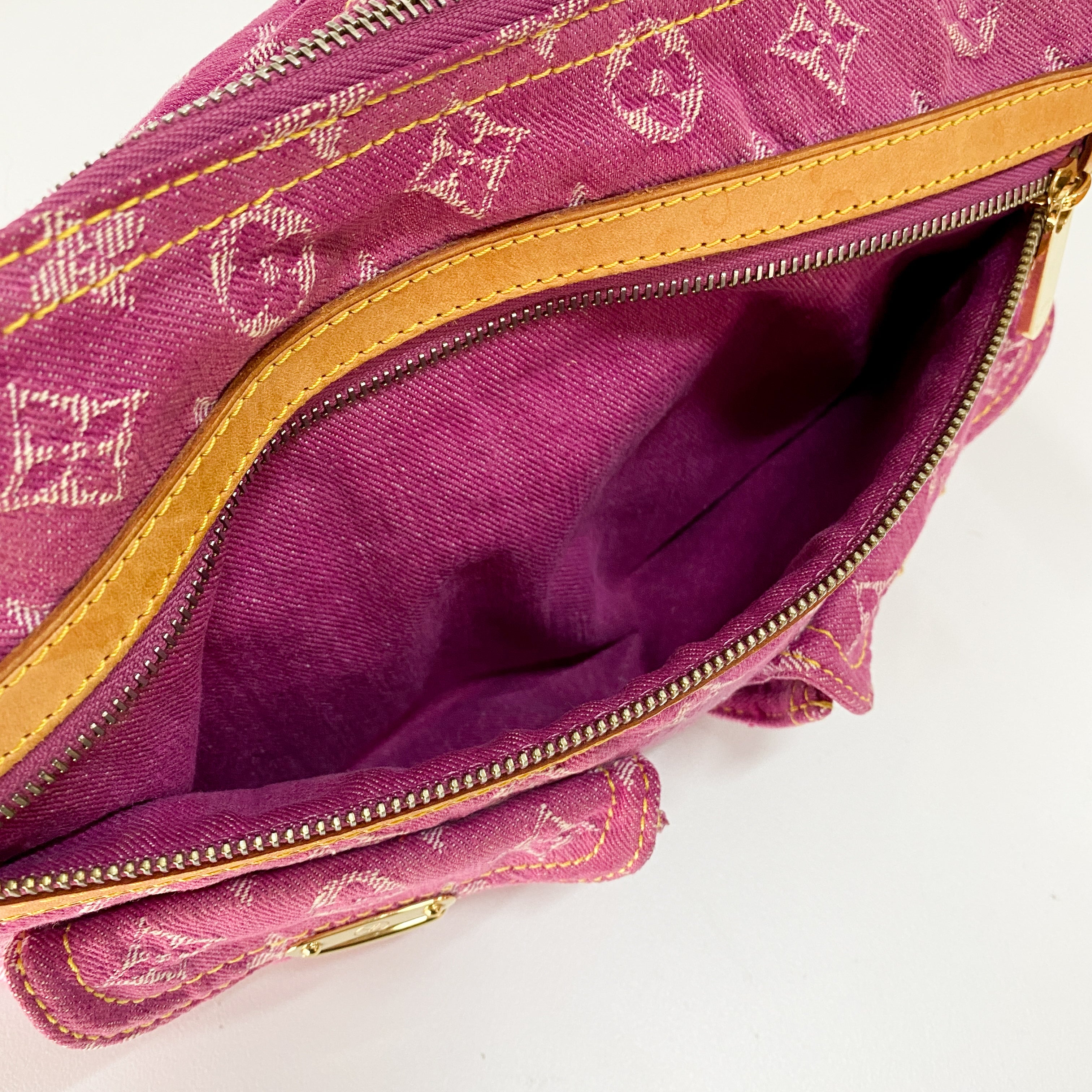 Baggy Monogram PM Pink Denim Shoulder Bag