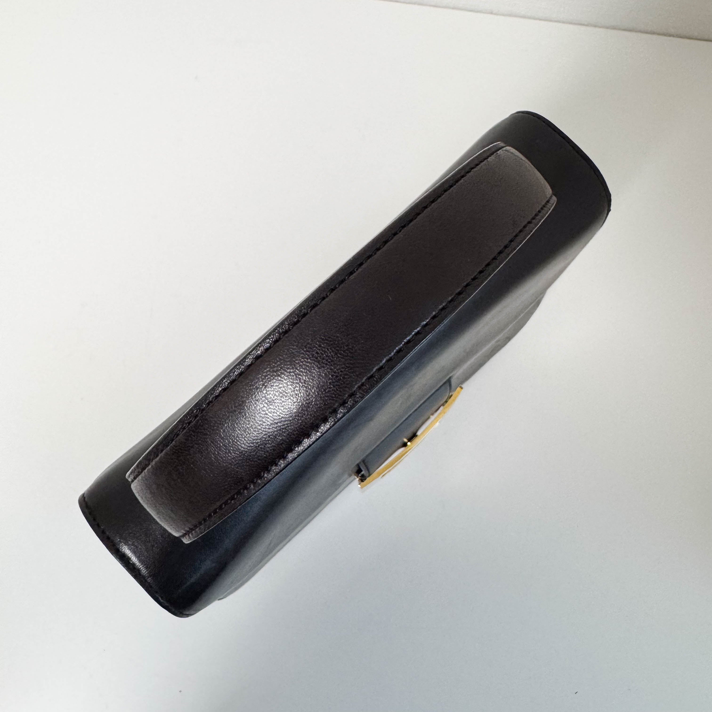 Vintage Black Leather Top Handle Bag