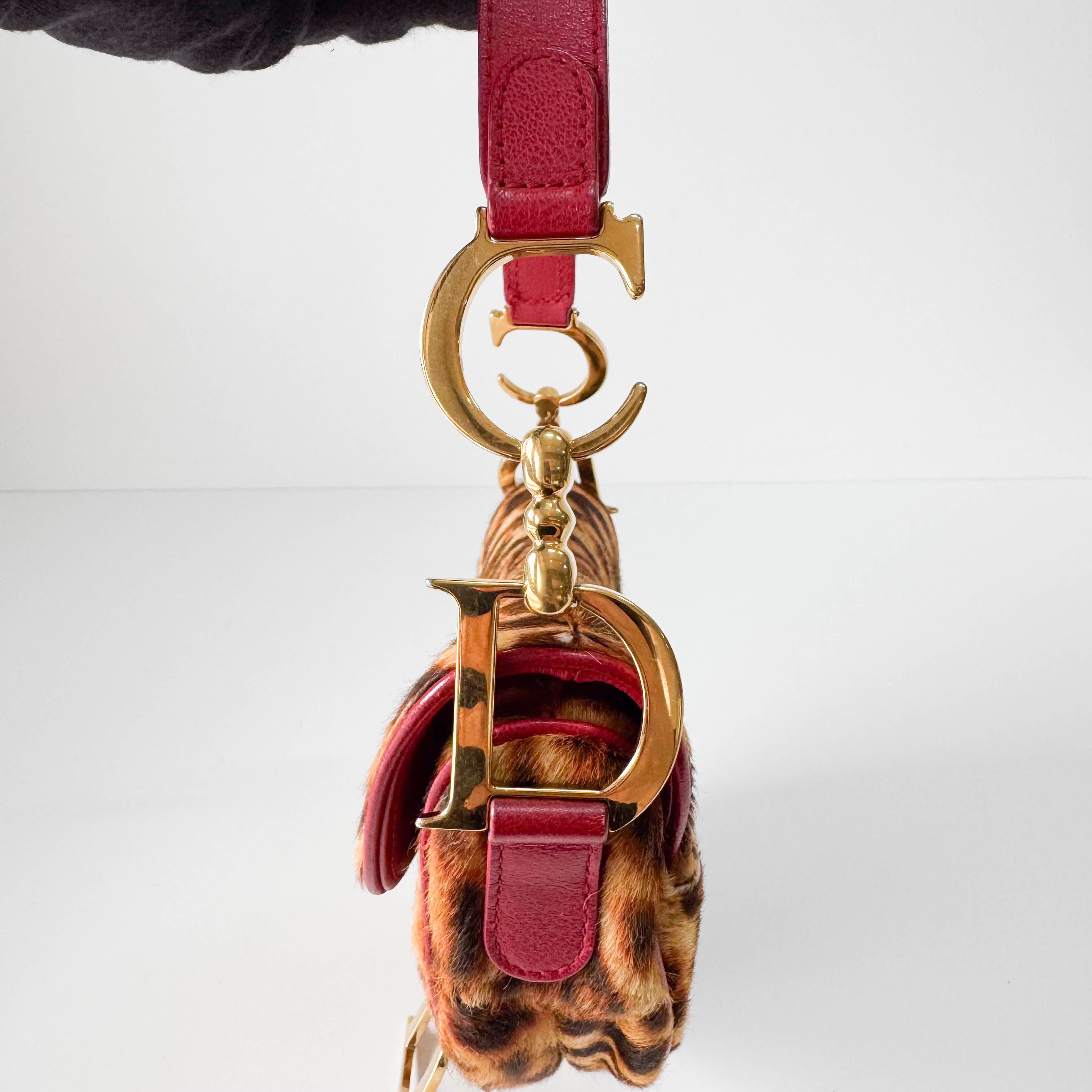 Saddle Leopard Pony Hair Shoulder Bag