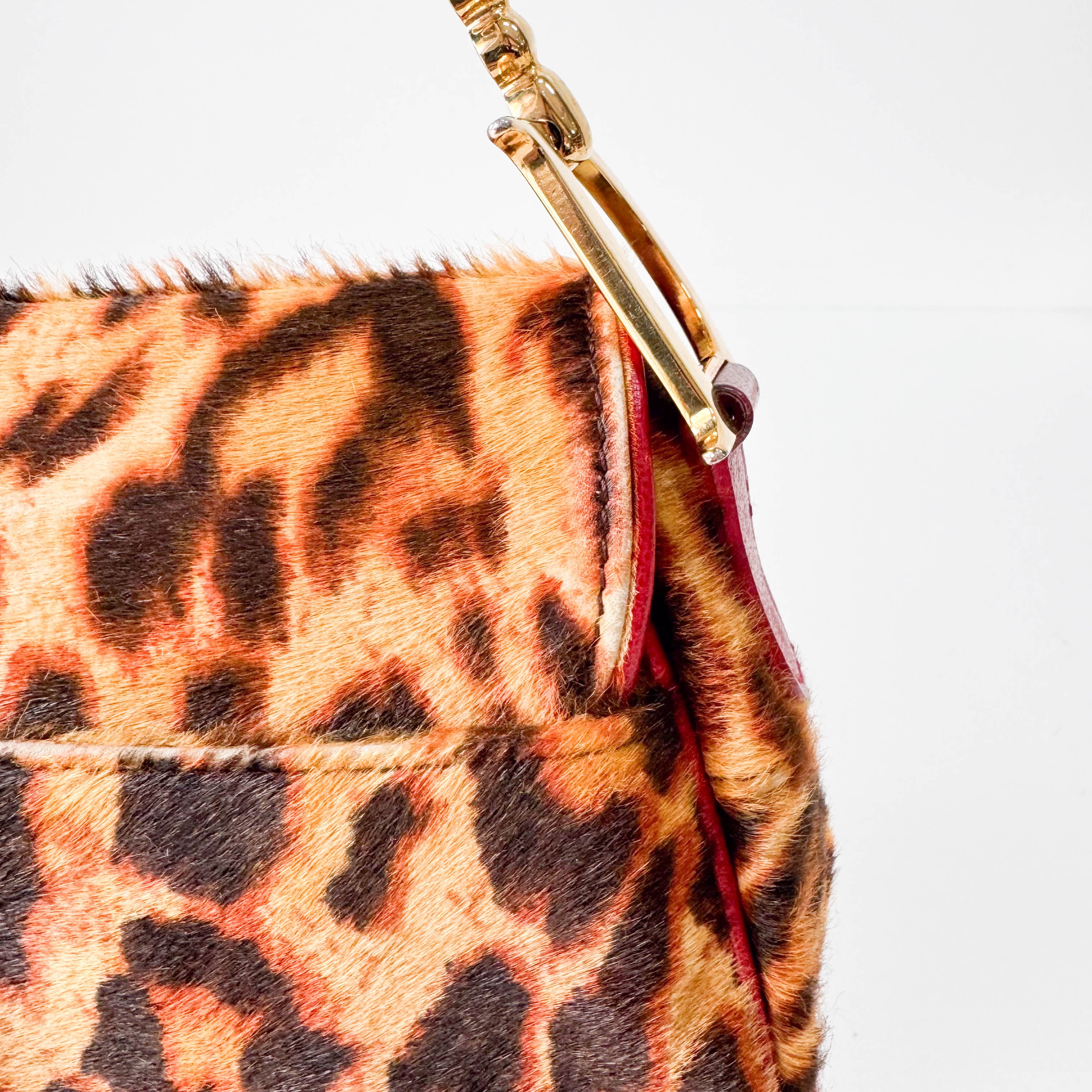 Saddle Leopard Pony Hair Shoulder Bag