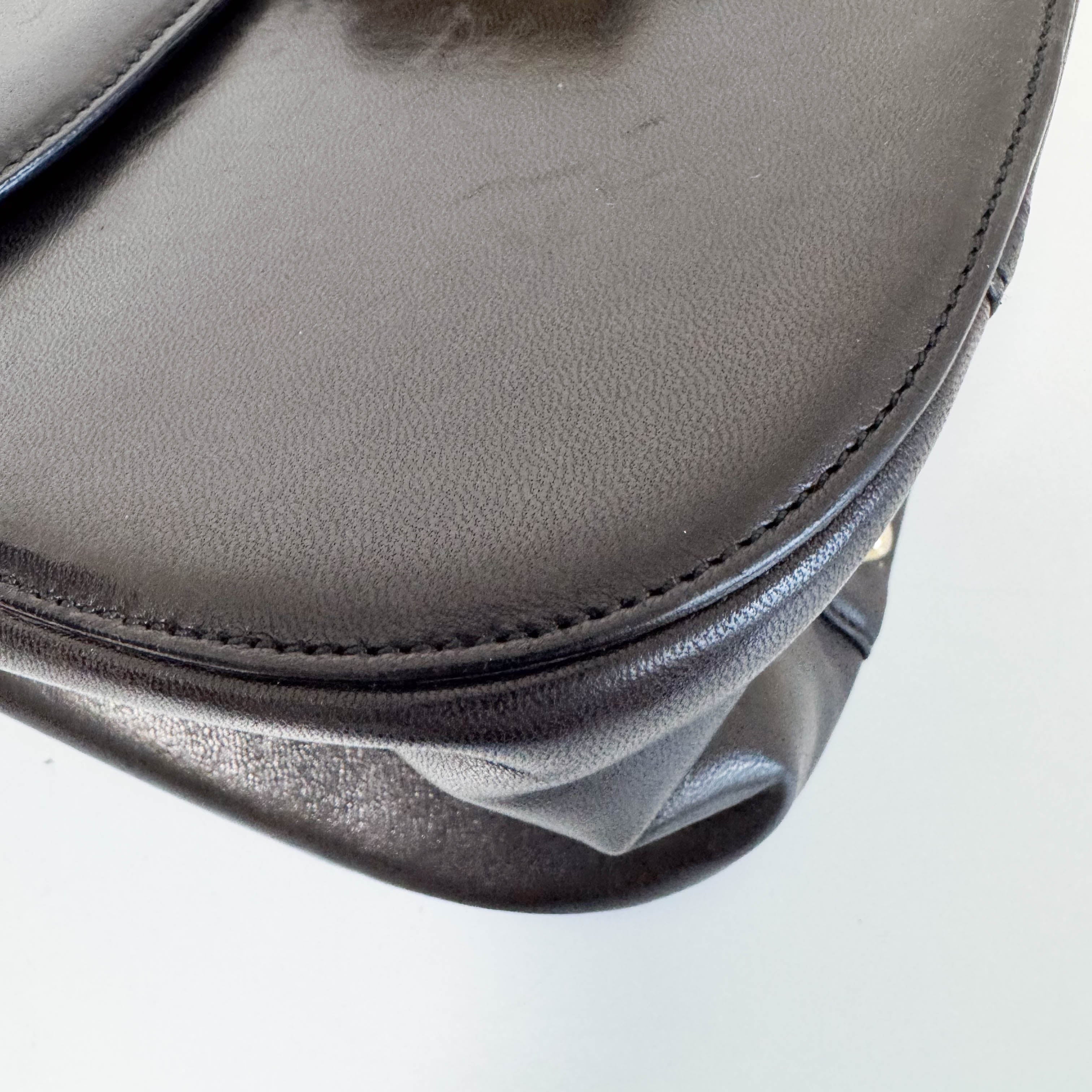 Vintage Black Leather Top Handle Bag