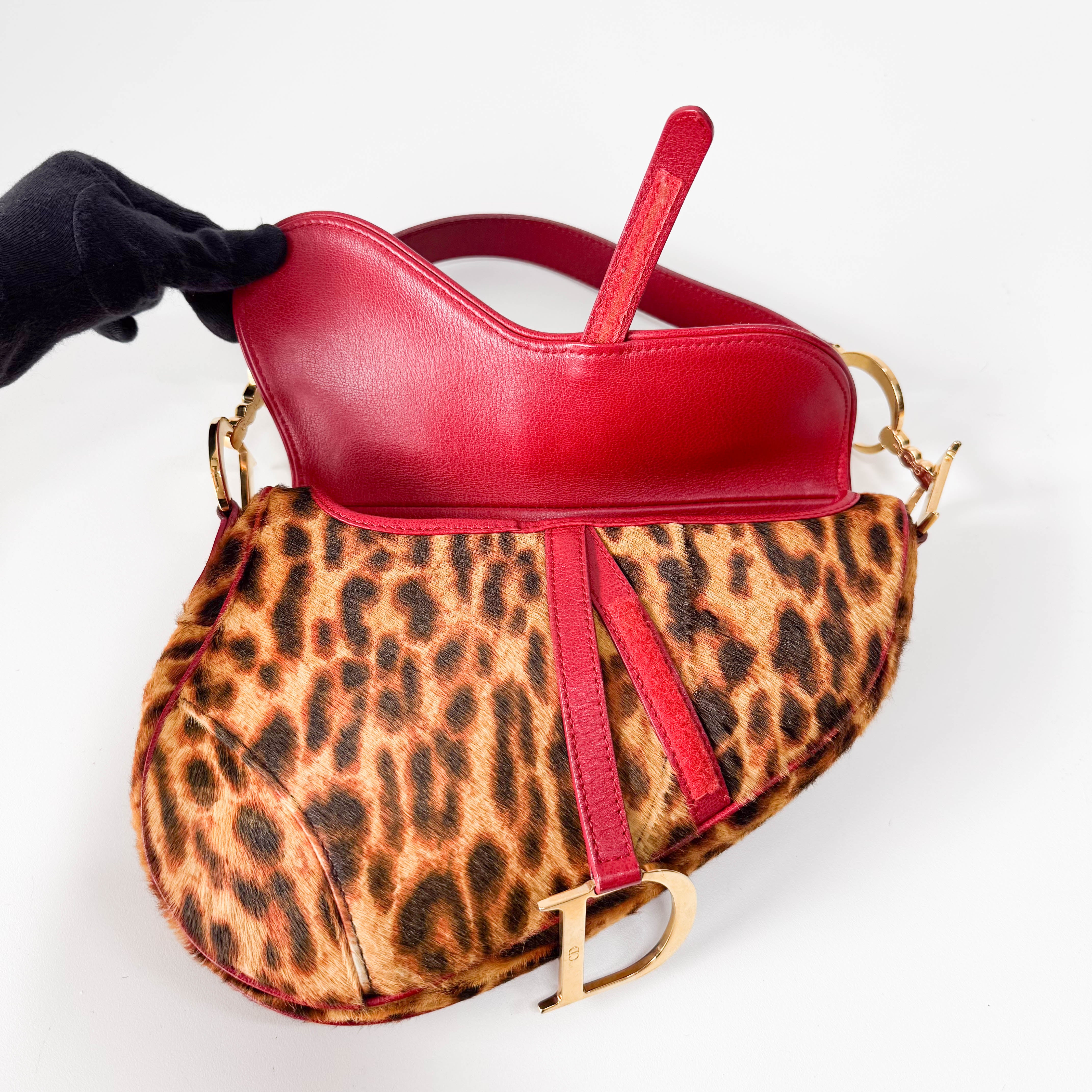 Saddle Leopard Pony Hair Shoulder Bag