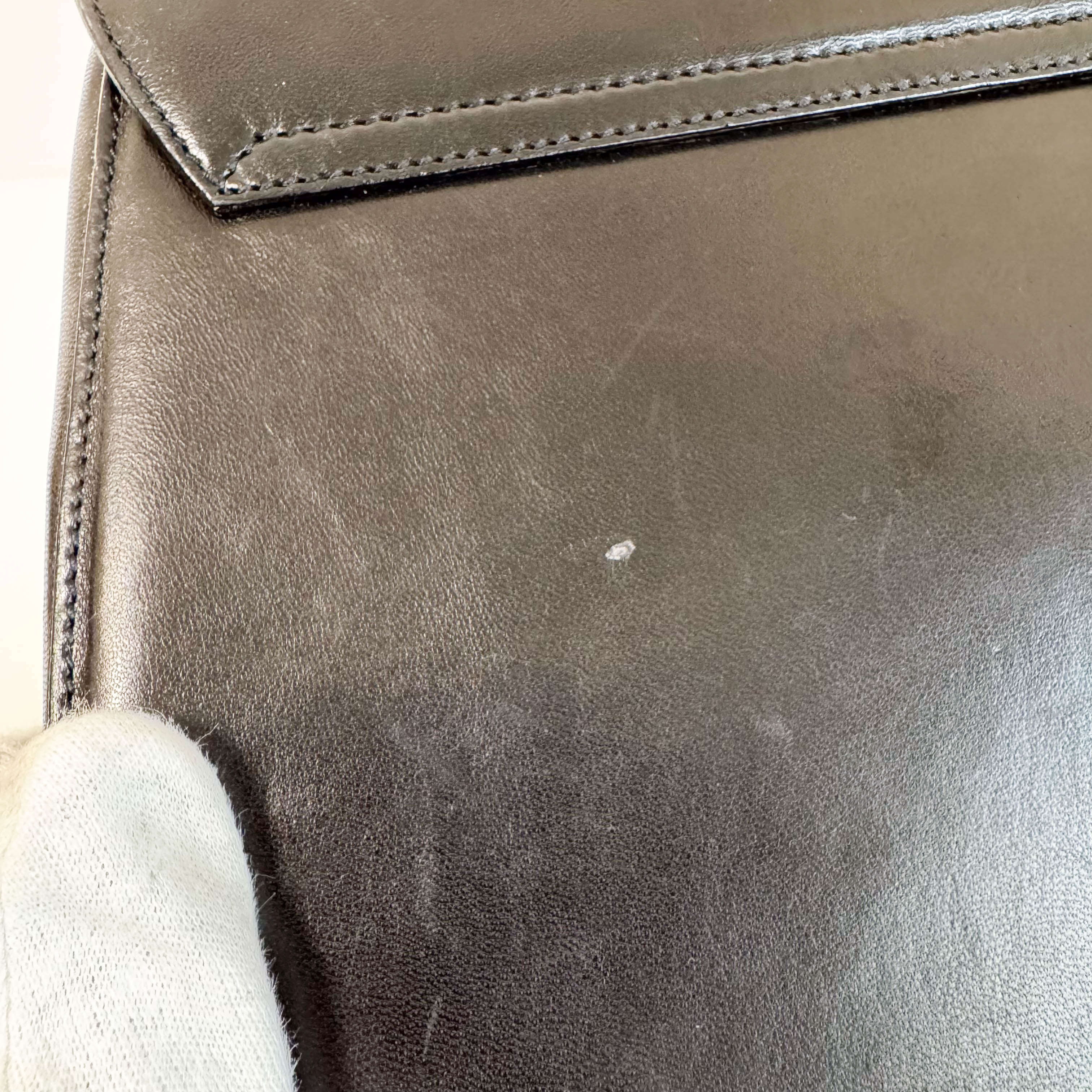 Vintage Black Leather Top Handle Bag