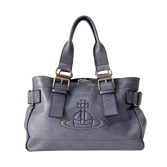Orb Grey Leather Shoulder Bag