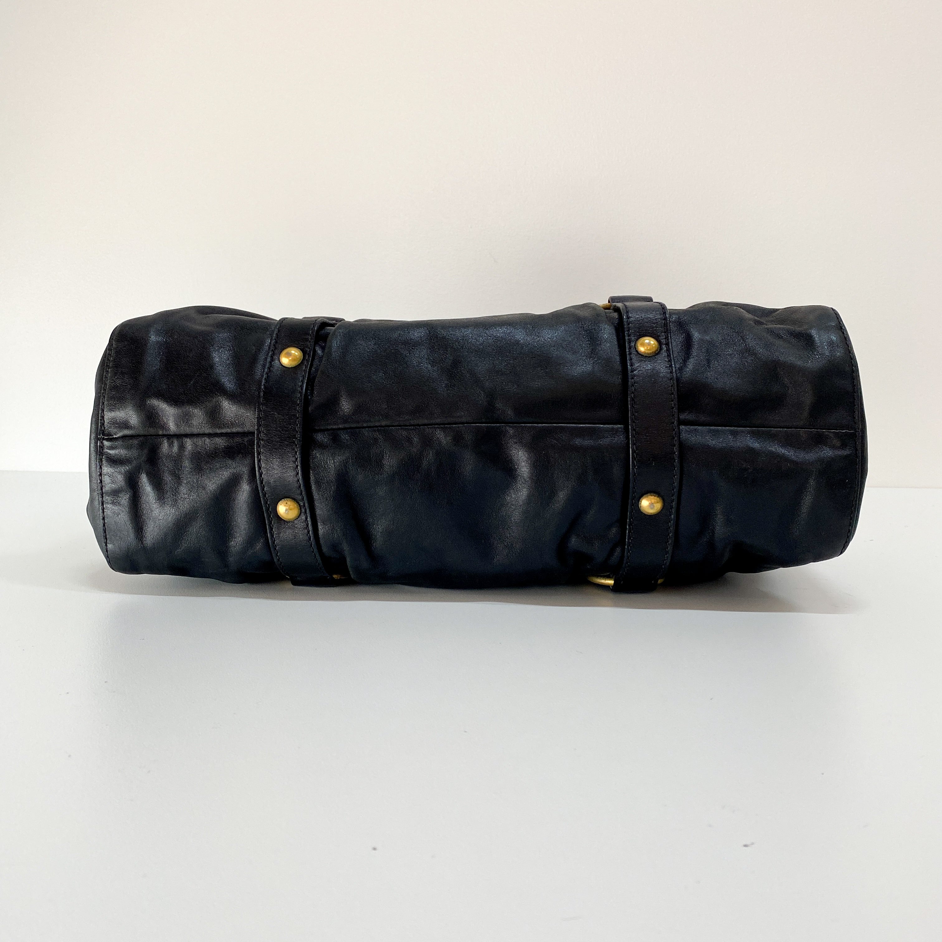 Vitello Black Leather Two Way Bag