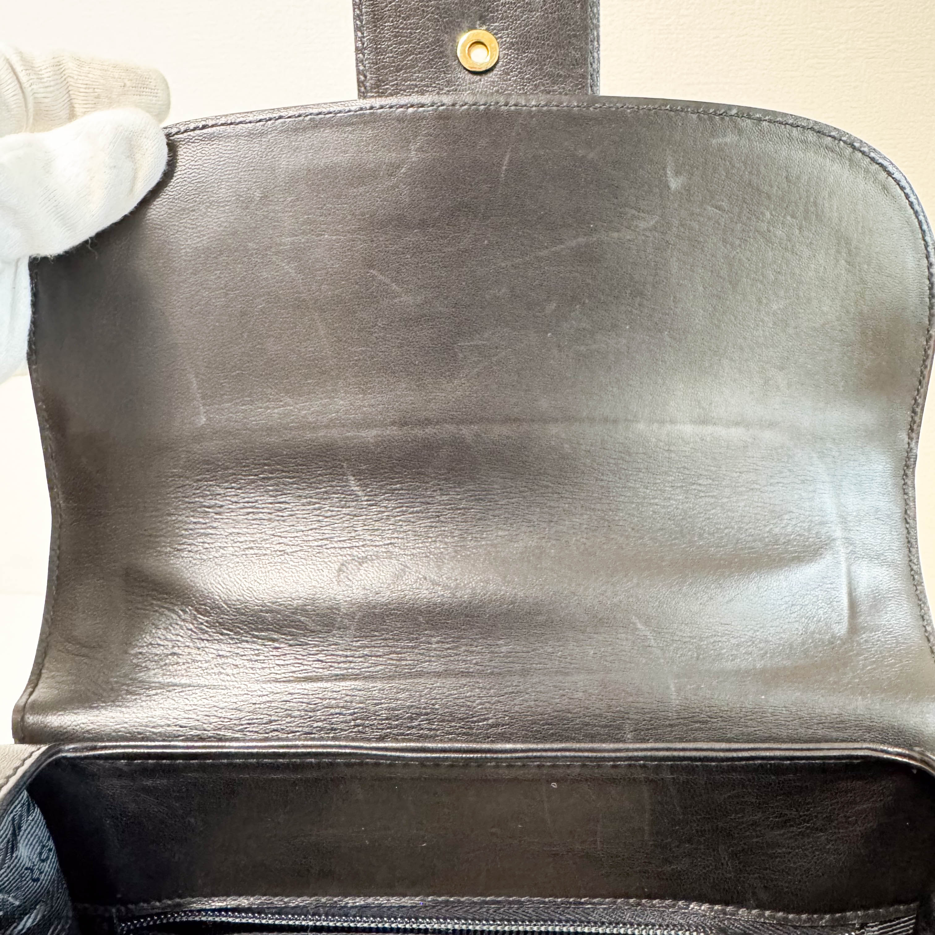 Vintage Black Leather Top Handle Bag