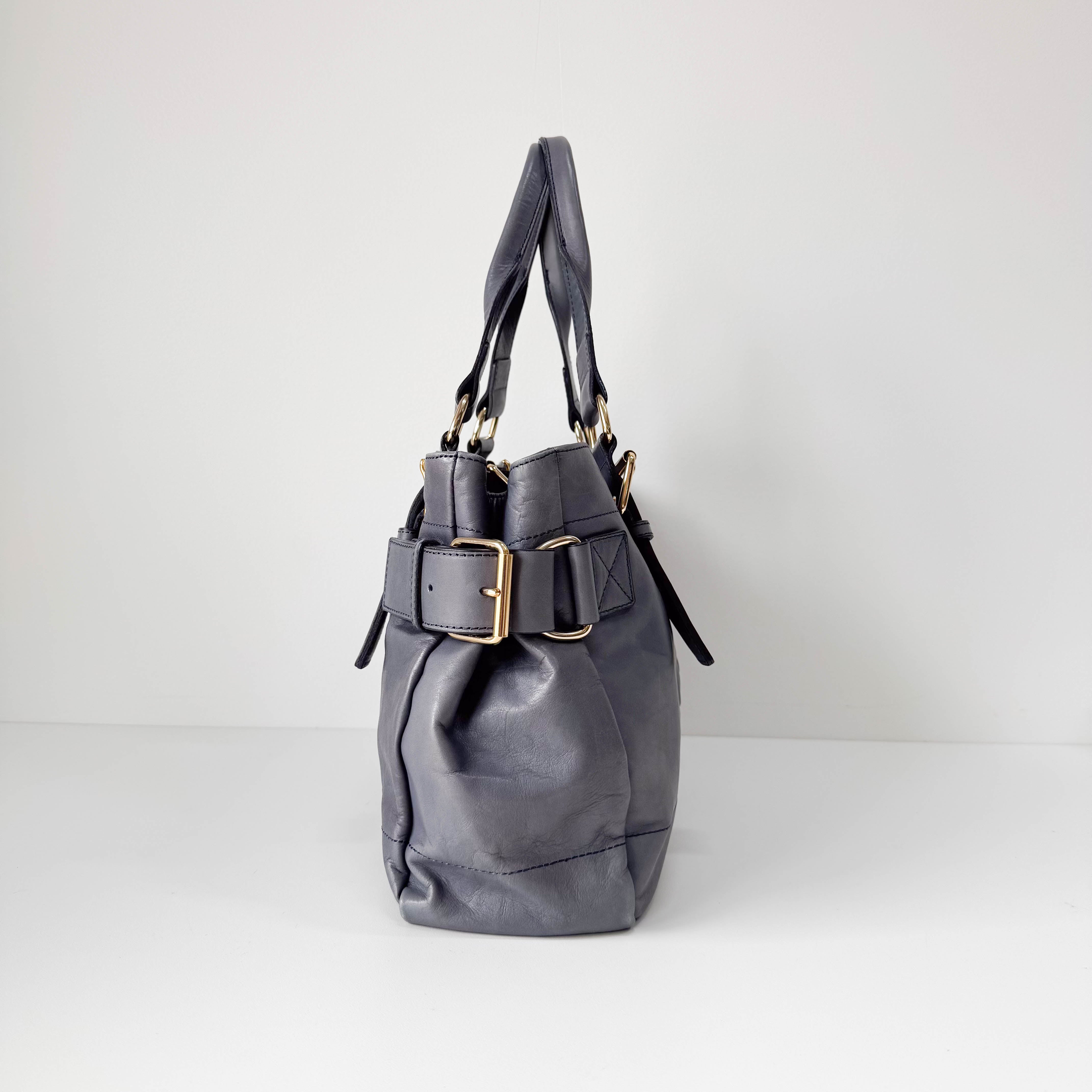 Orb Grey Leather Shoulder Bag
