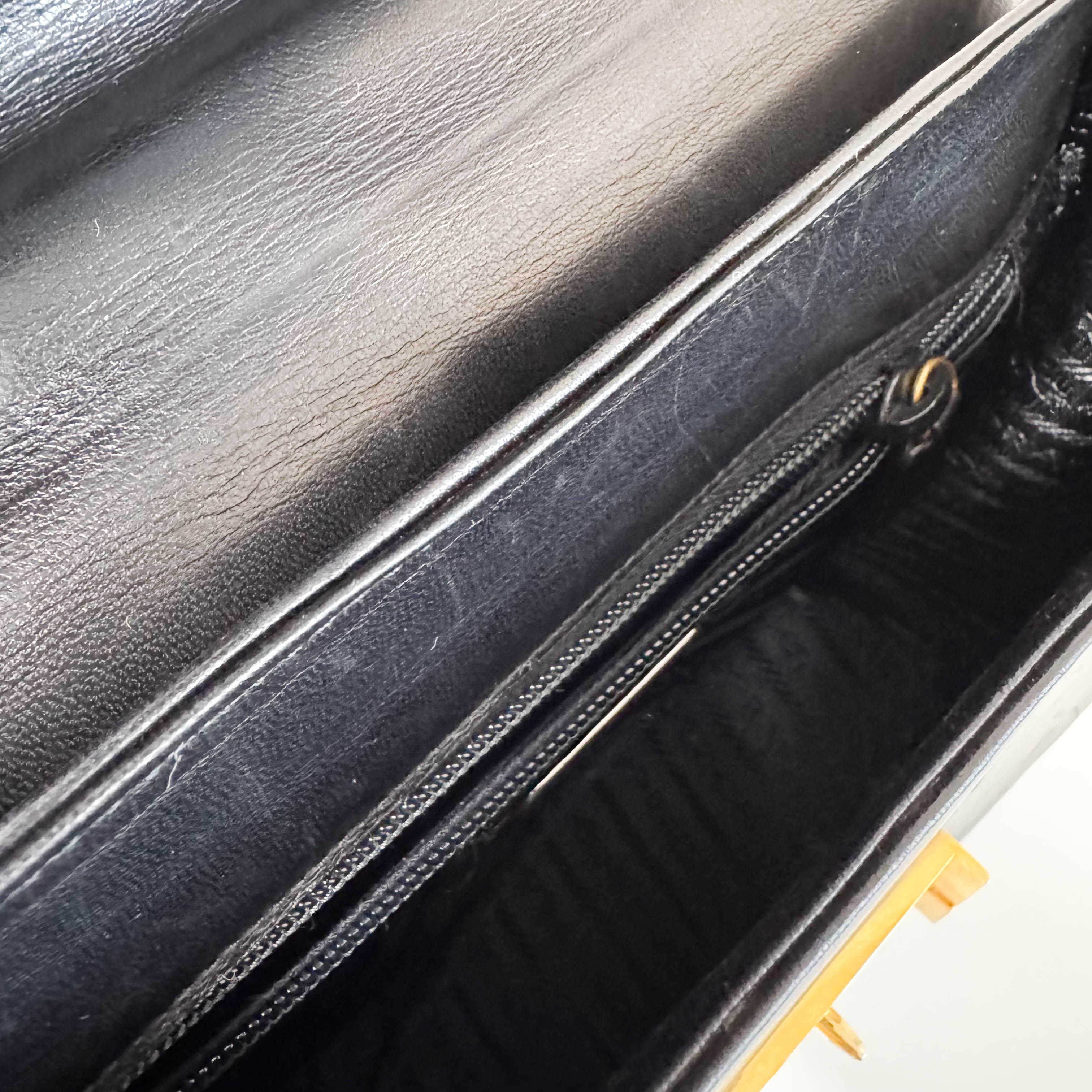 Vintage Black Leather Top Handle Bag