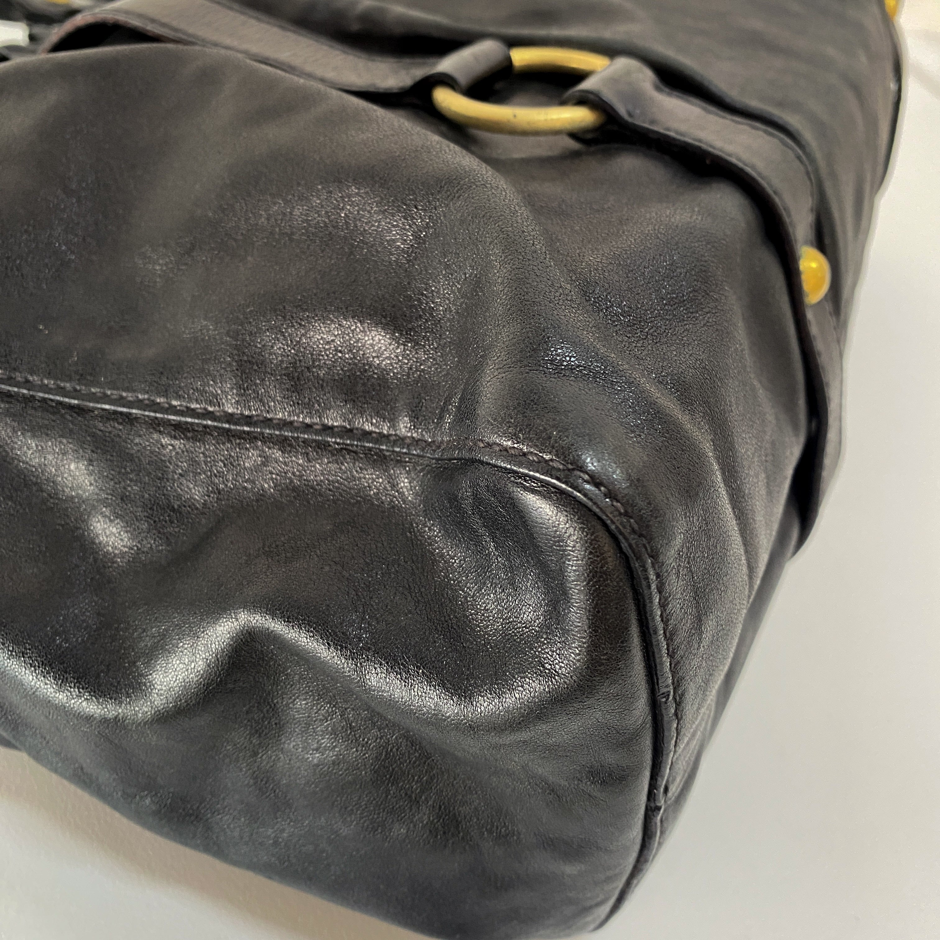 Vitello Black Leather Two Way Bag