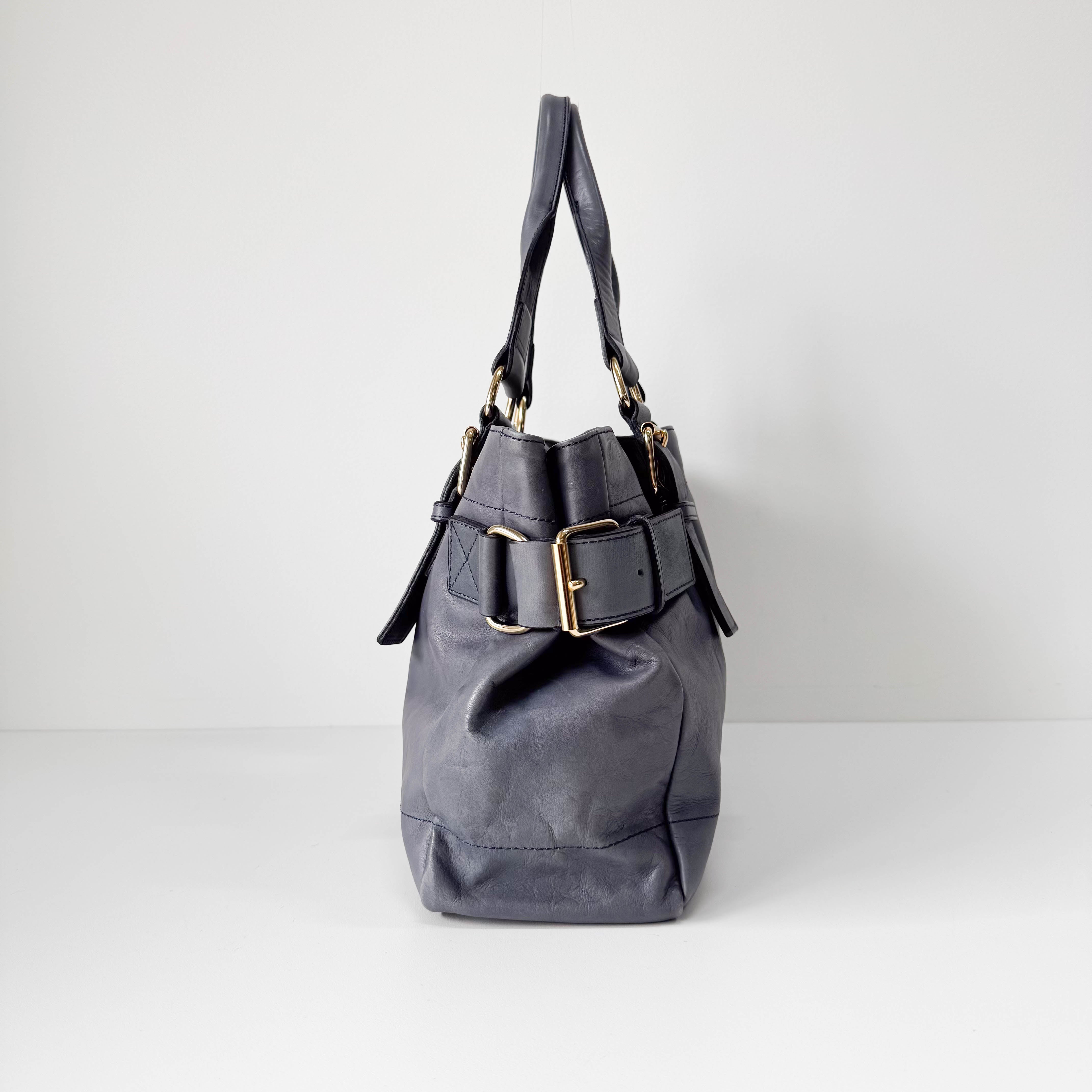 Orb Grey Leather Shoulder Bag
