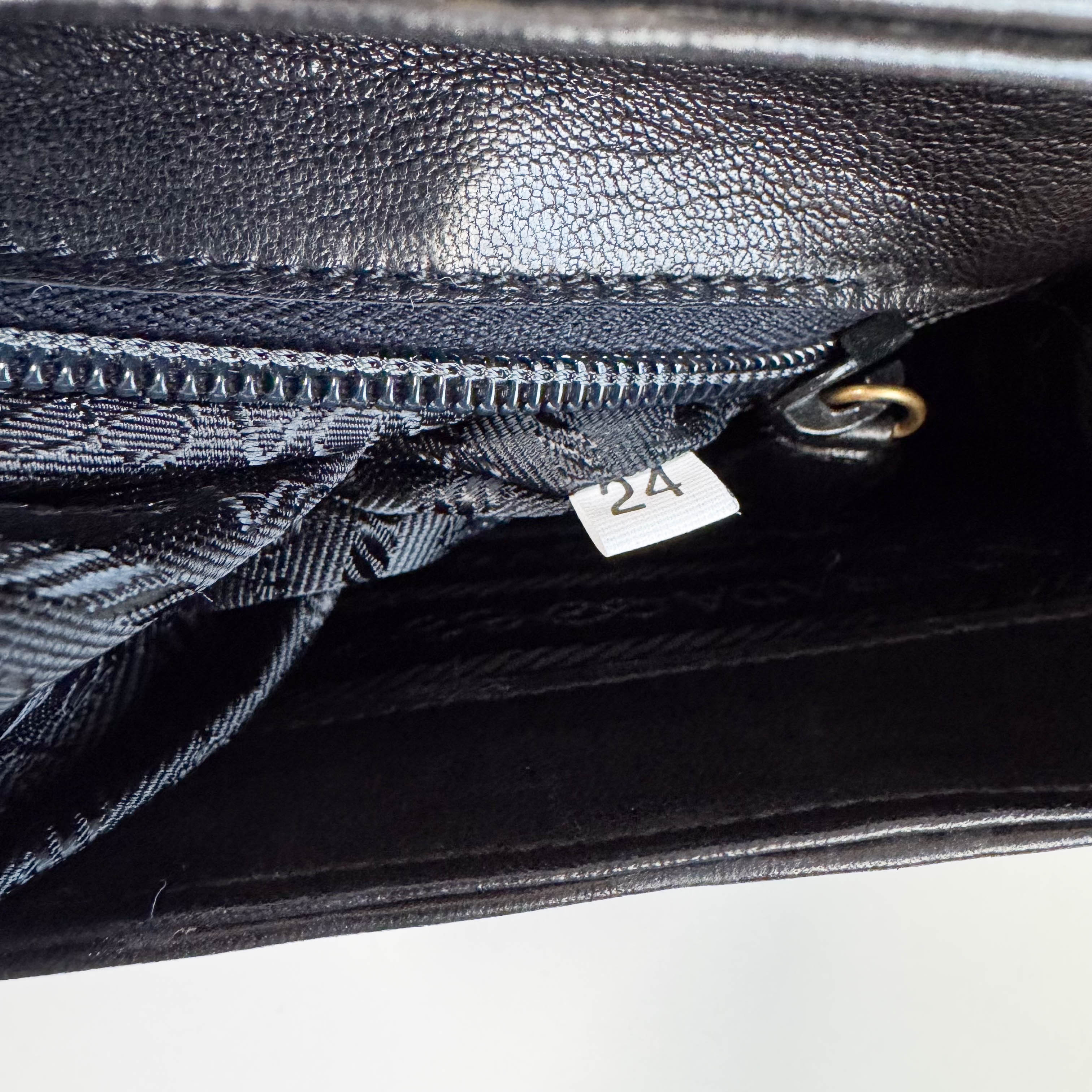 Vintage Black Leather Top Handle Bag