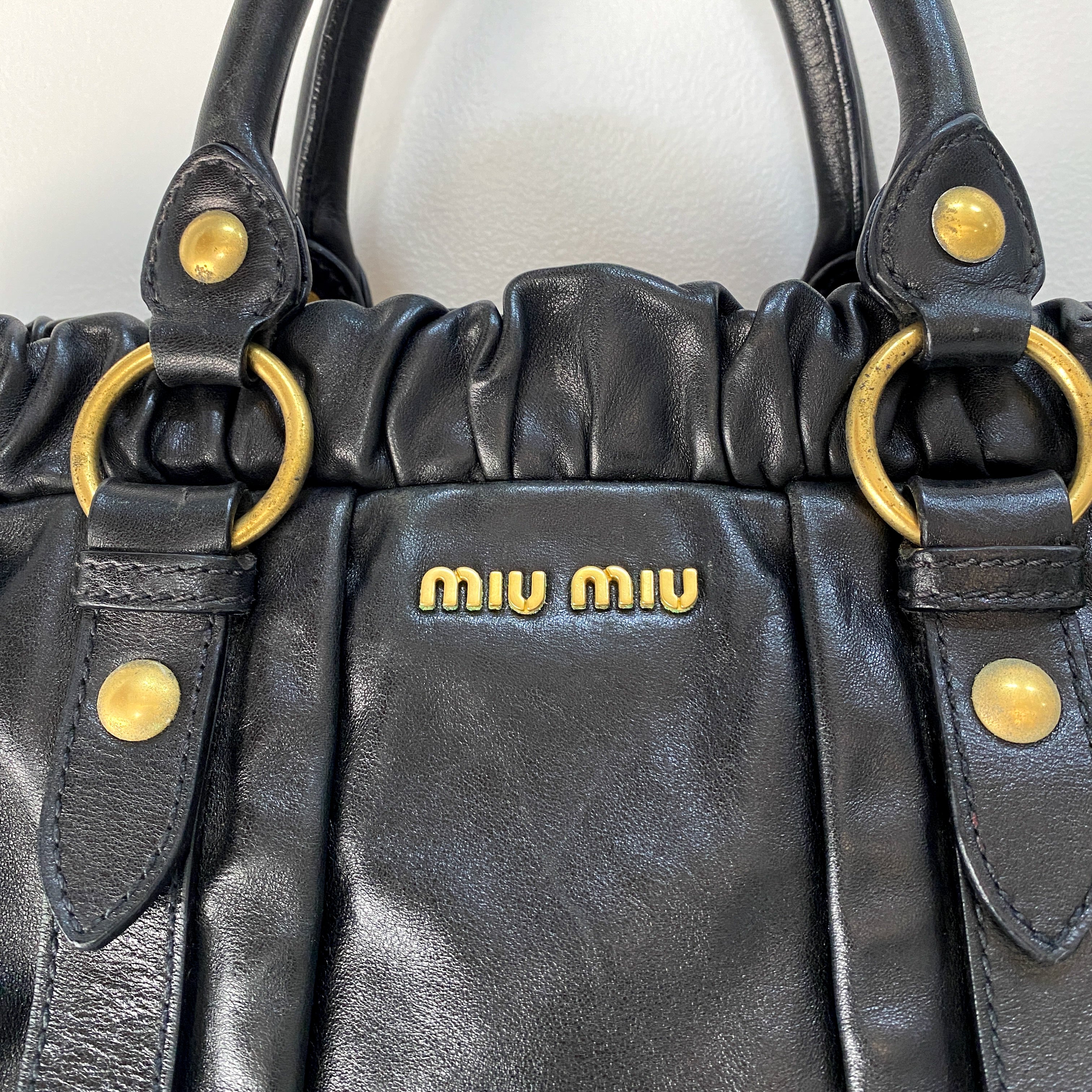 Vitello Black Leather Two Way Bag