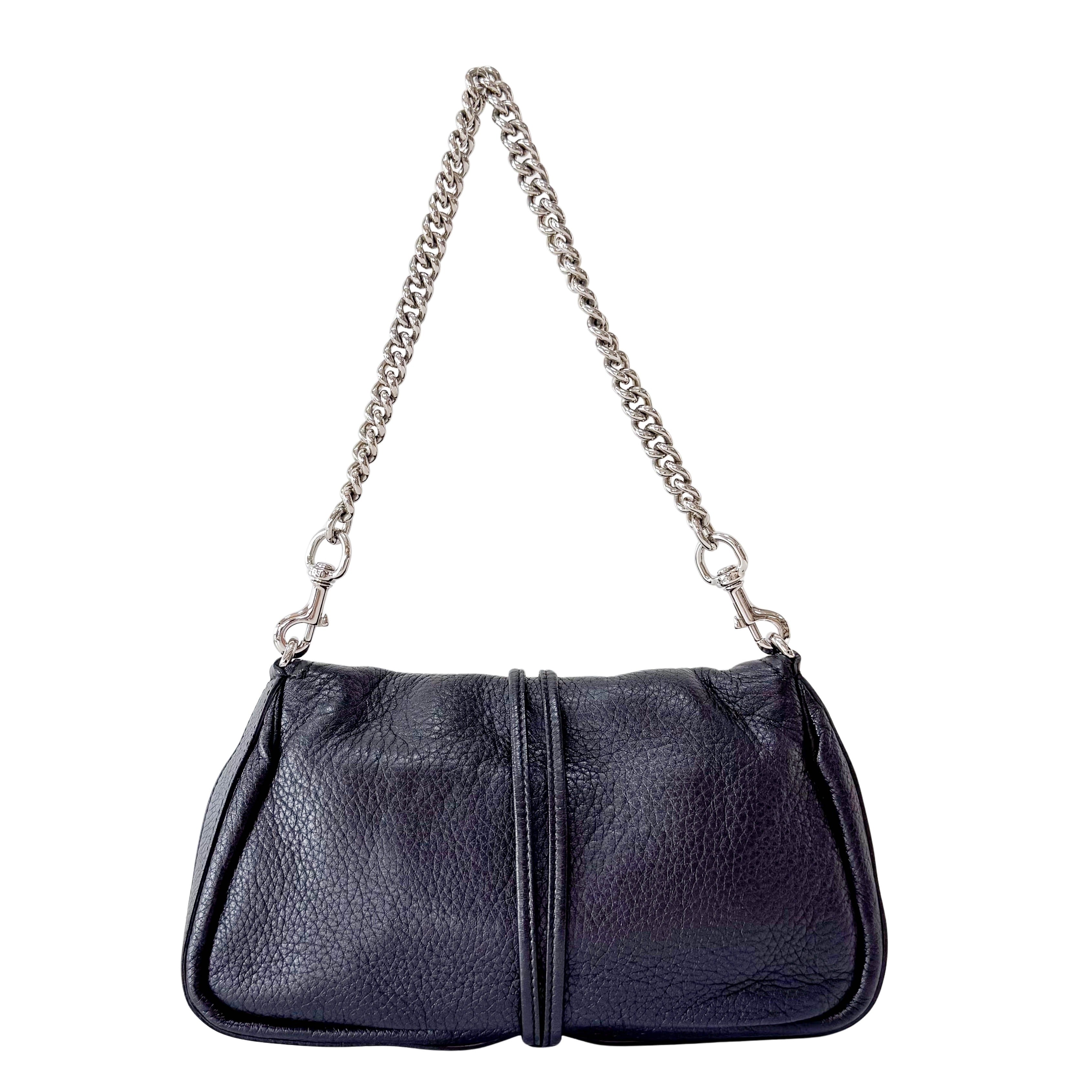 Bamboo Black Leather Shoulder Bag