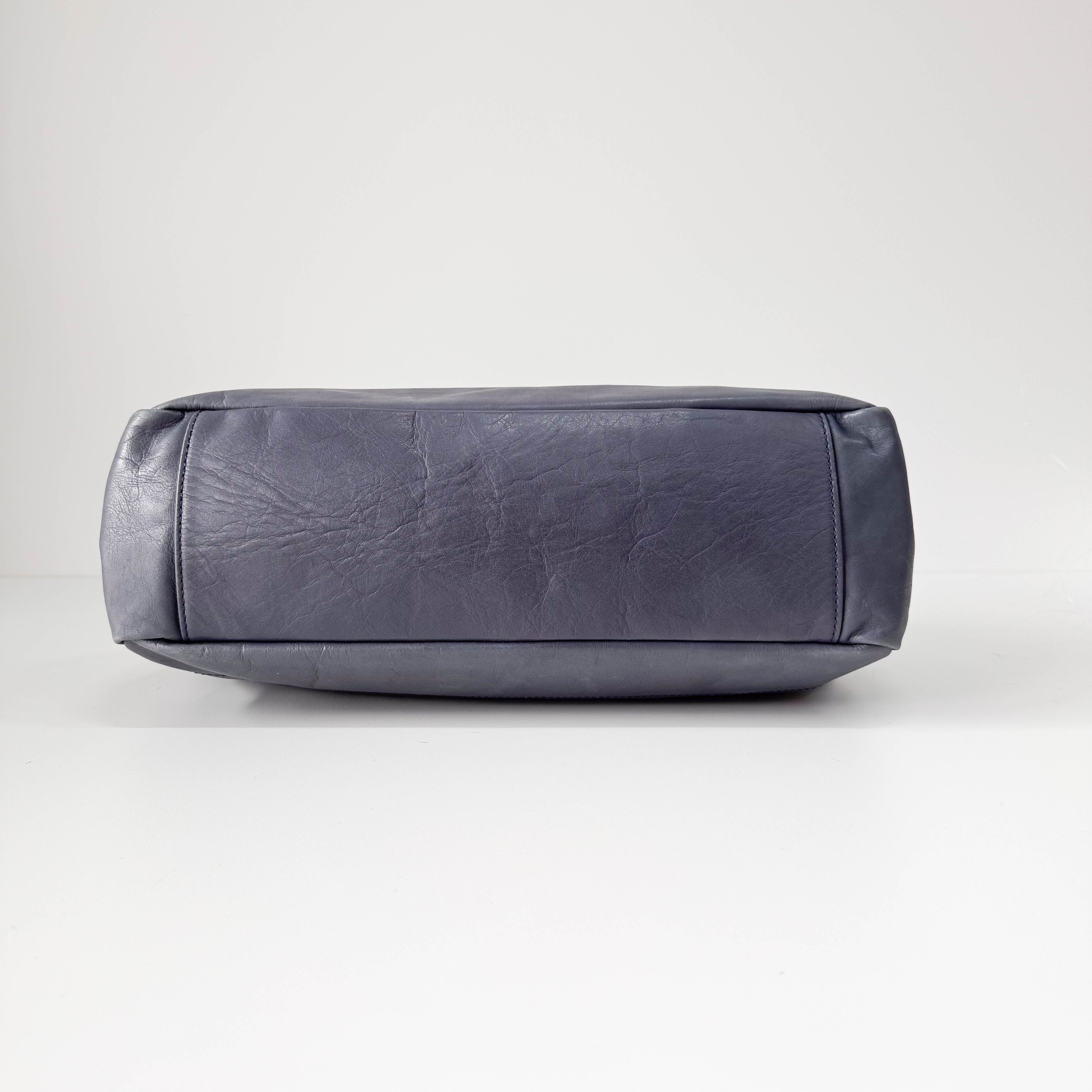 Orb Grey Leather Shoulder Bag