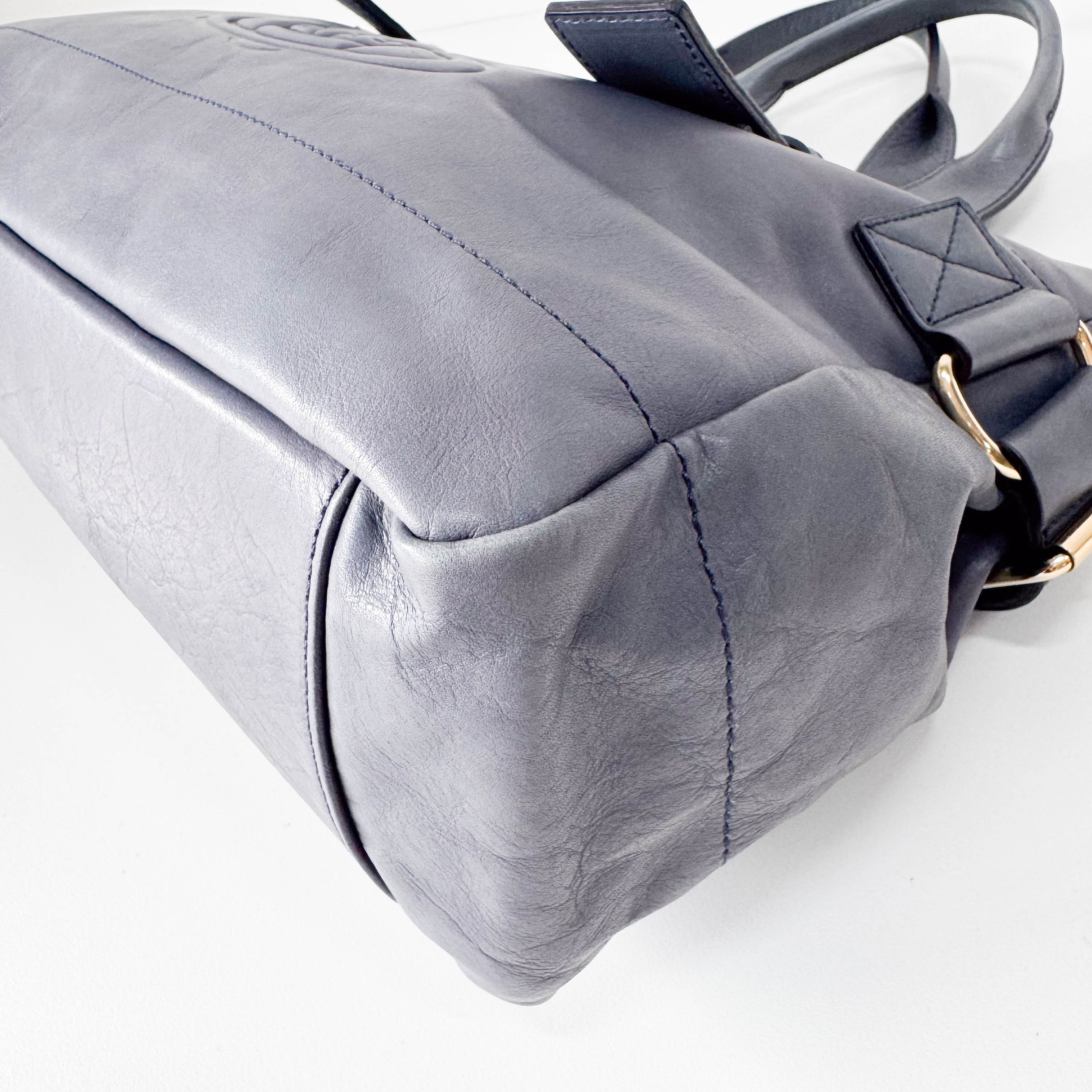Orb Grey Leather Shoulder Bag