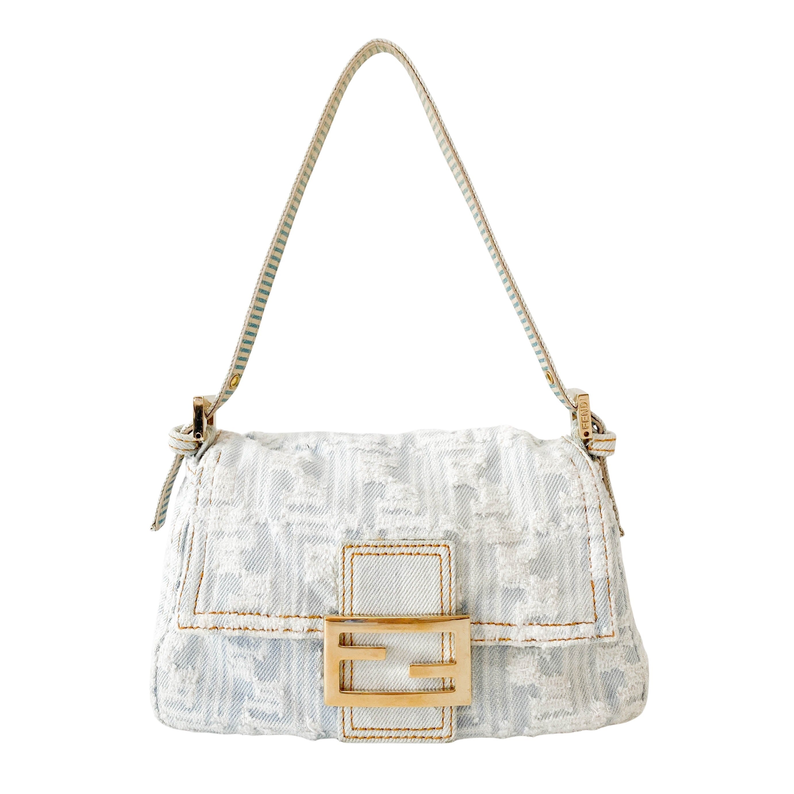 Mini Mamma Baguette Zucca Light Blue Denim Bag