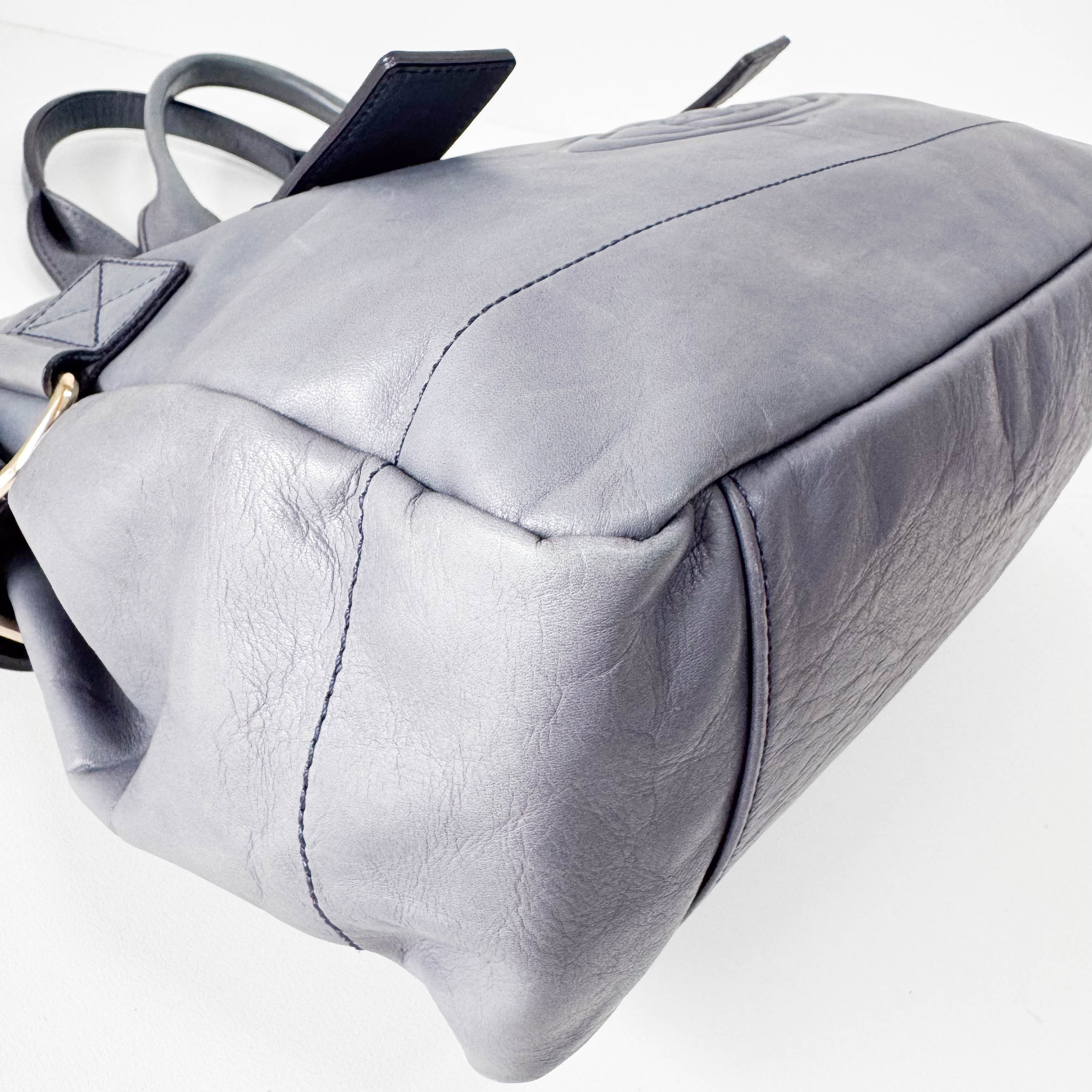 Orb Grey Leather Shoulder Bag
