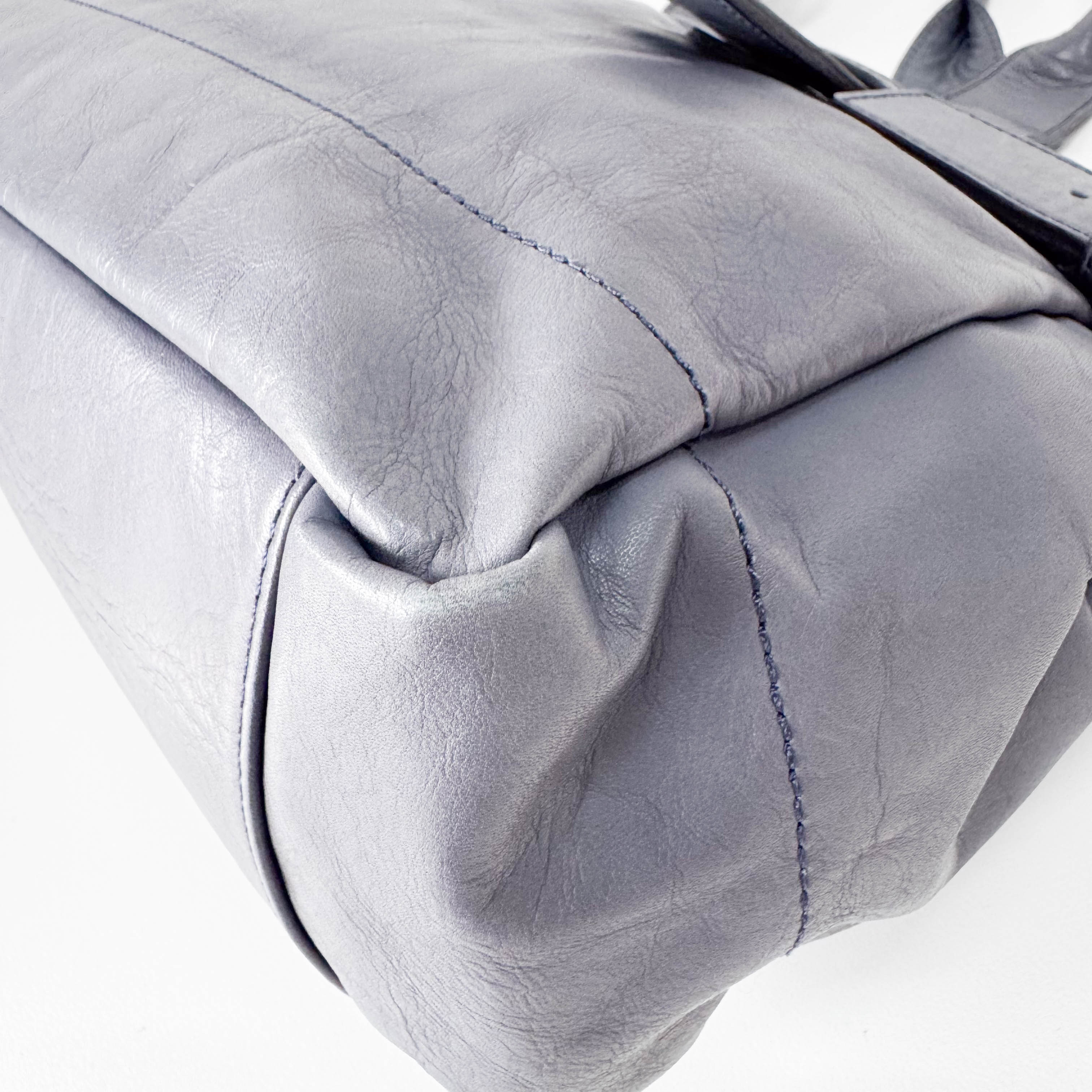 Orb Grey Leather Shoulder Bag