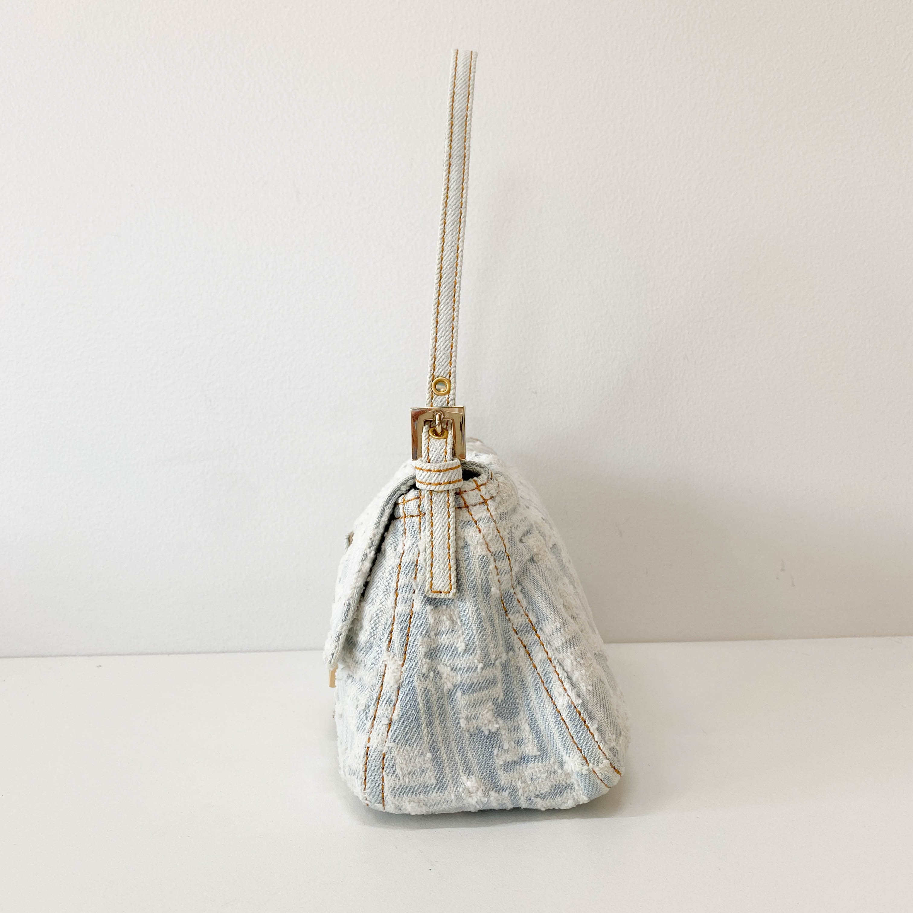 Mini Mamma Baguette Zucca Light Blue Denim Bag