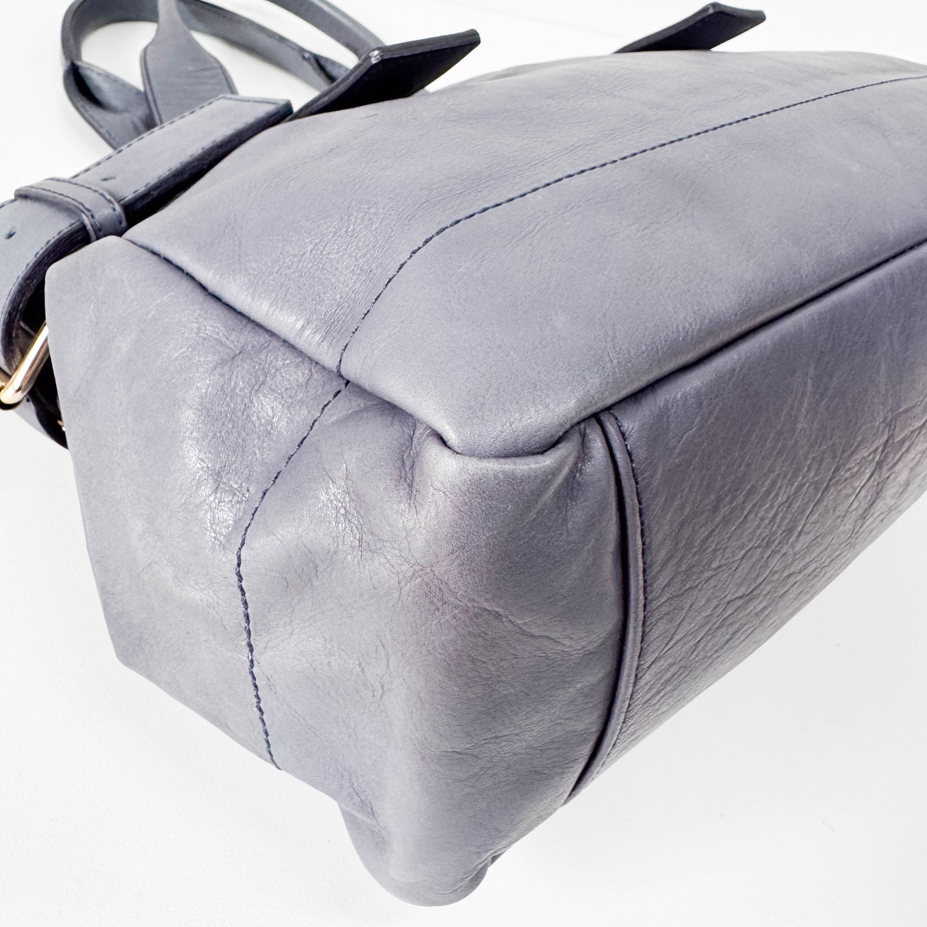 Orb Grey Leather Shoulder Bag