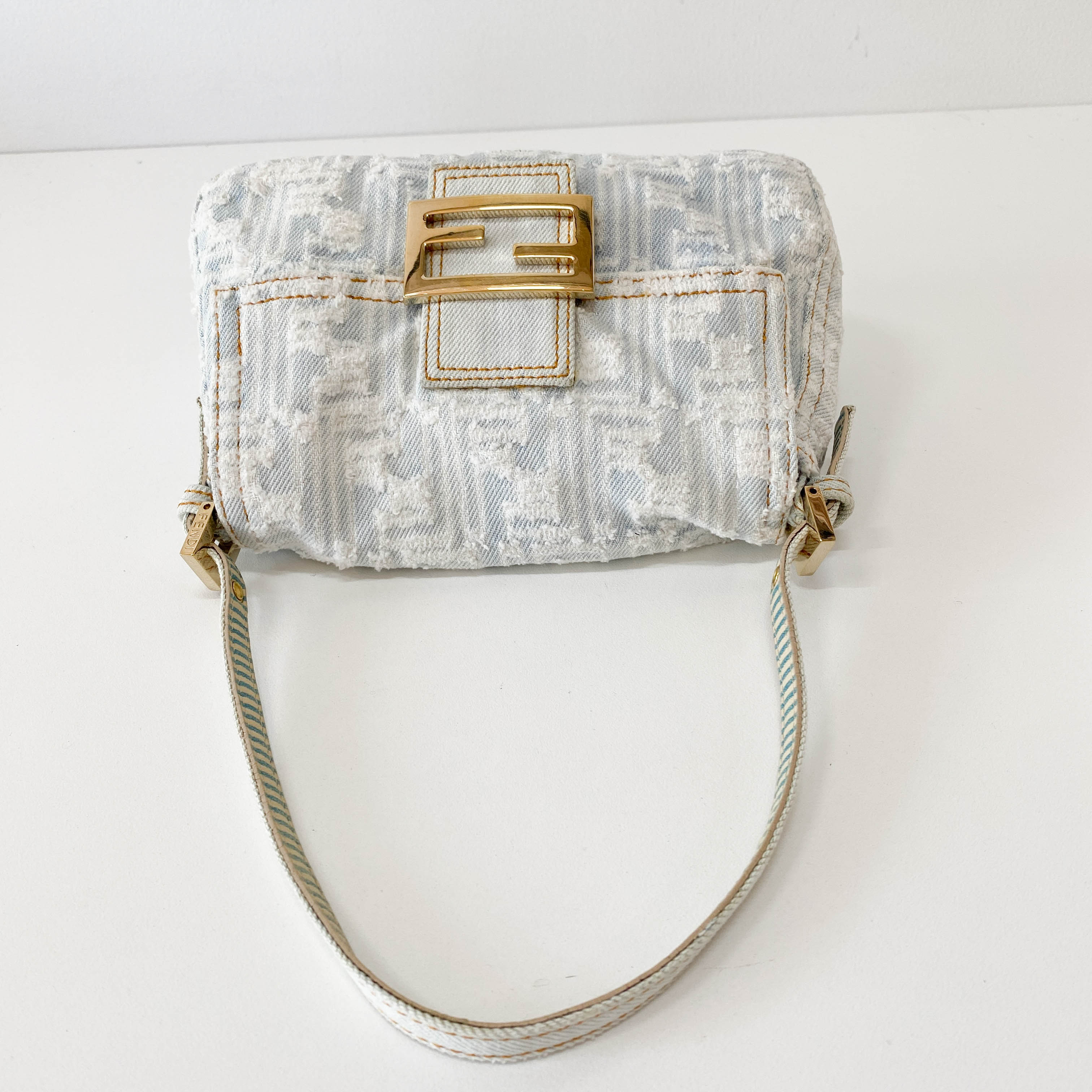 Mini Mamma Baguette Zucca Light Blue Denim Bag